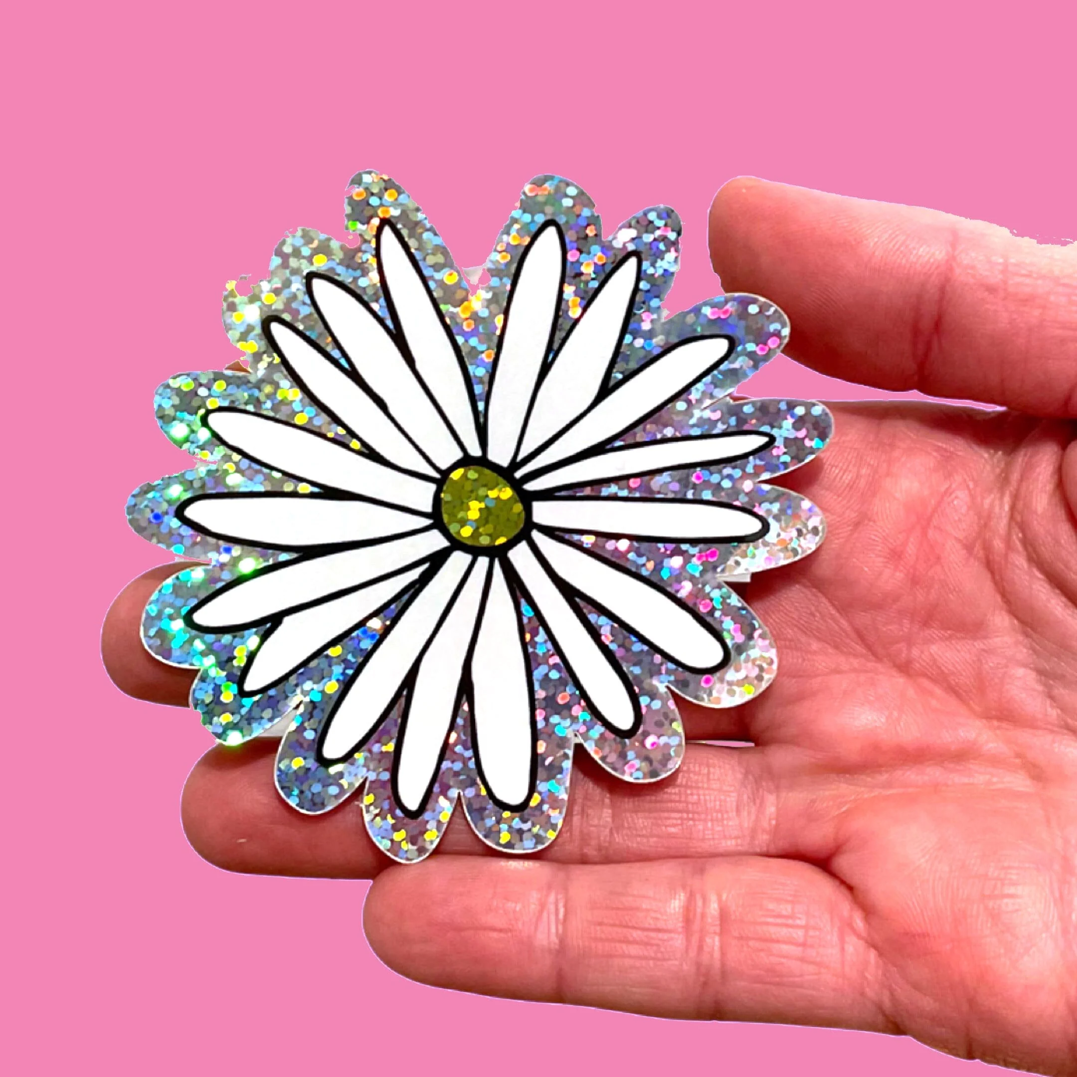 Glitter Daisy Sticker