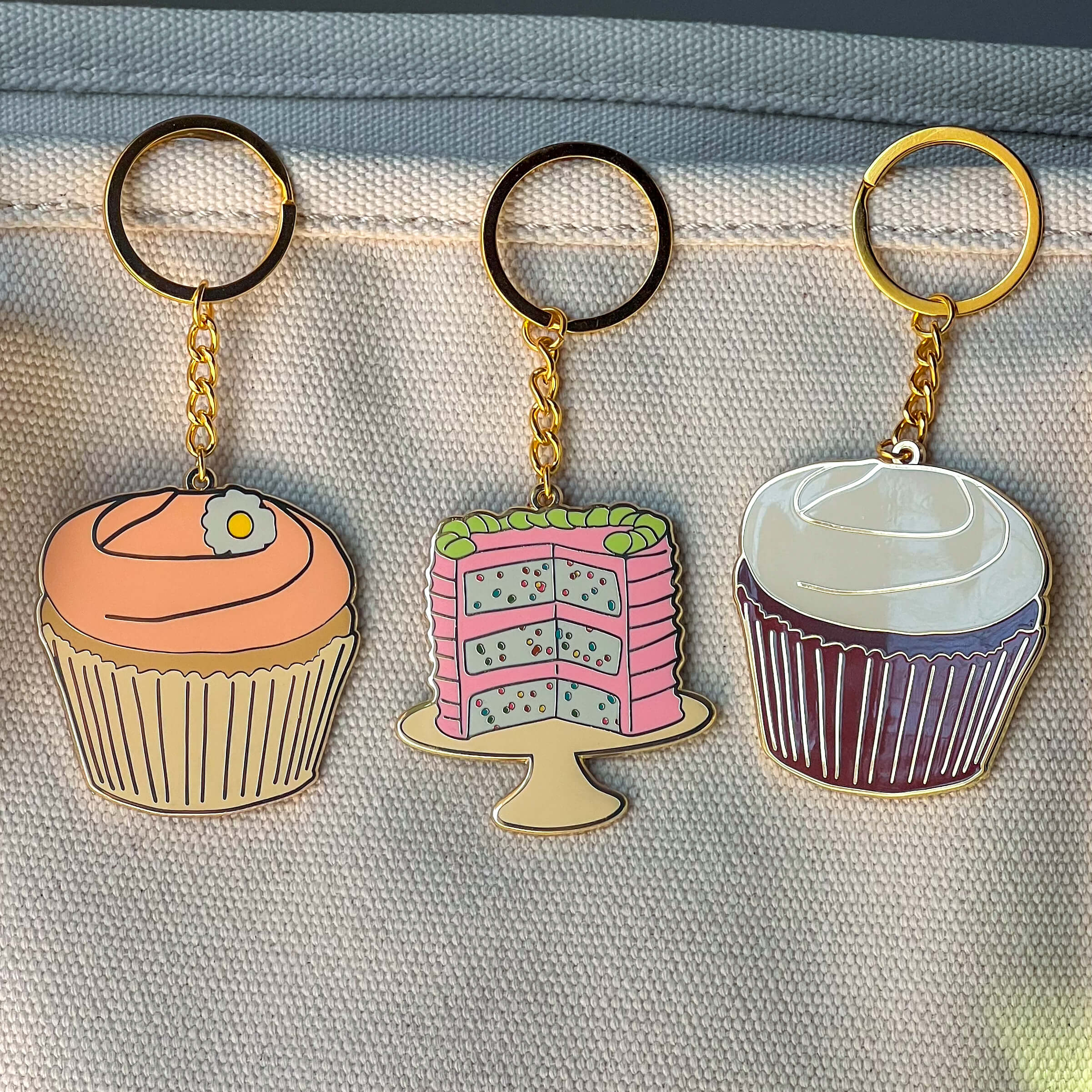 Red Velvet Cupcake Enamel Keychain