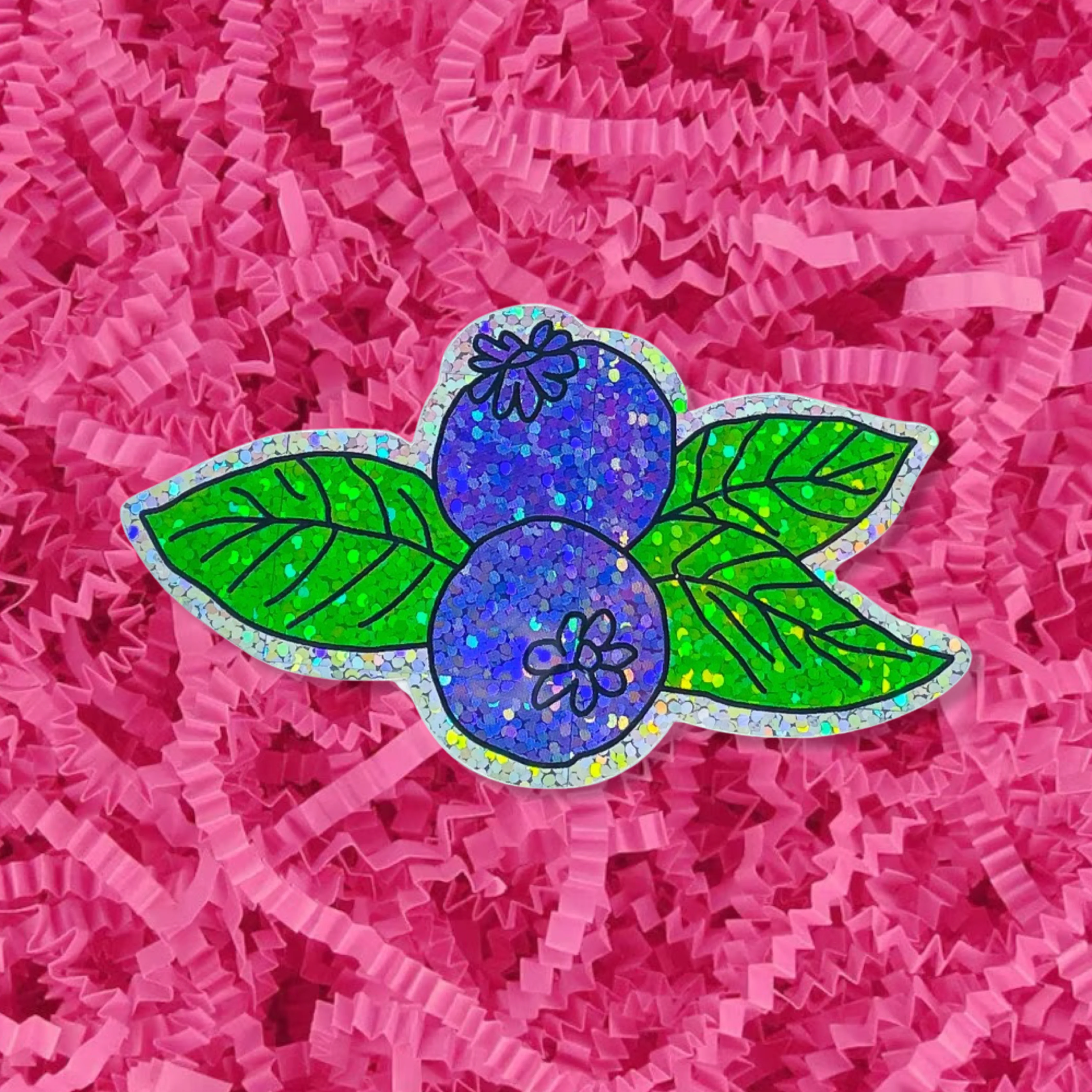 Glitter Blueberries Sticker