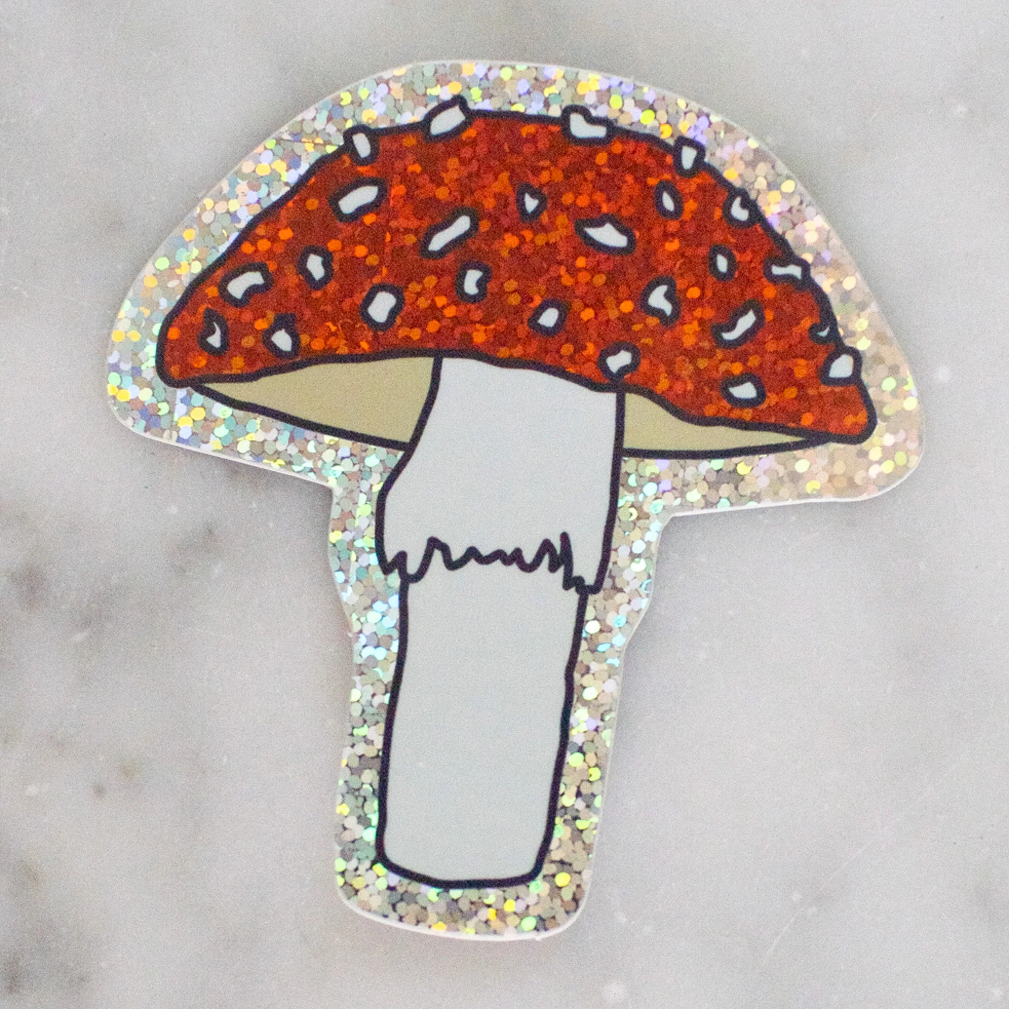 Glitter Toadstool Mushroom Sticker