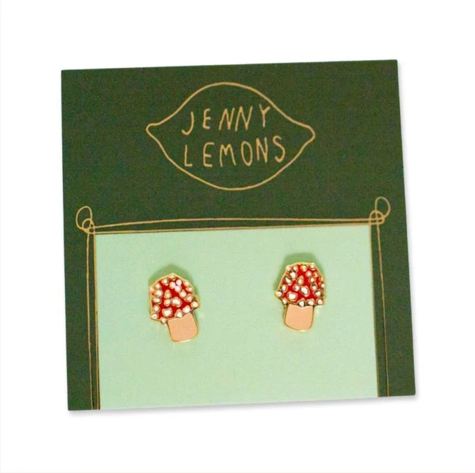 Mushroom Enamel Earrings