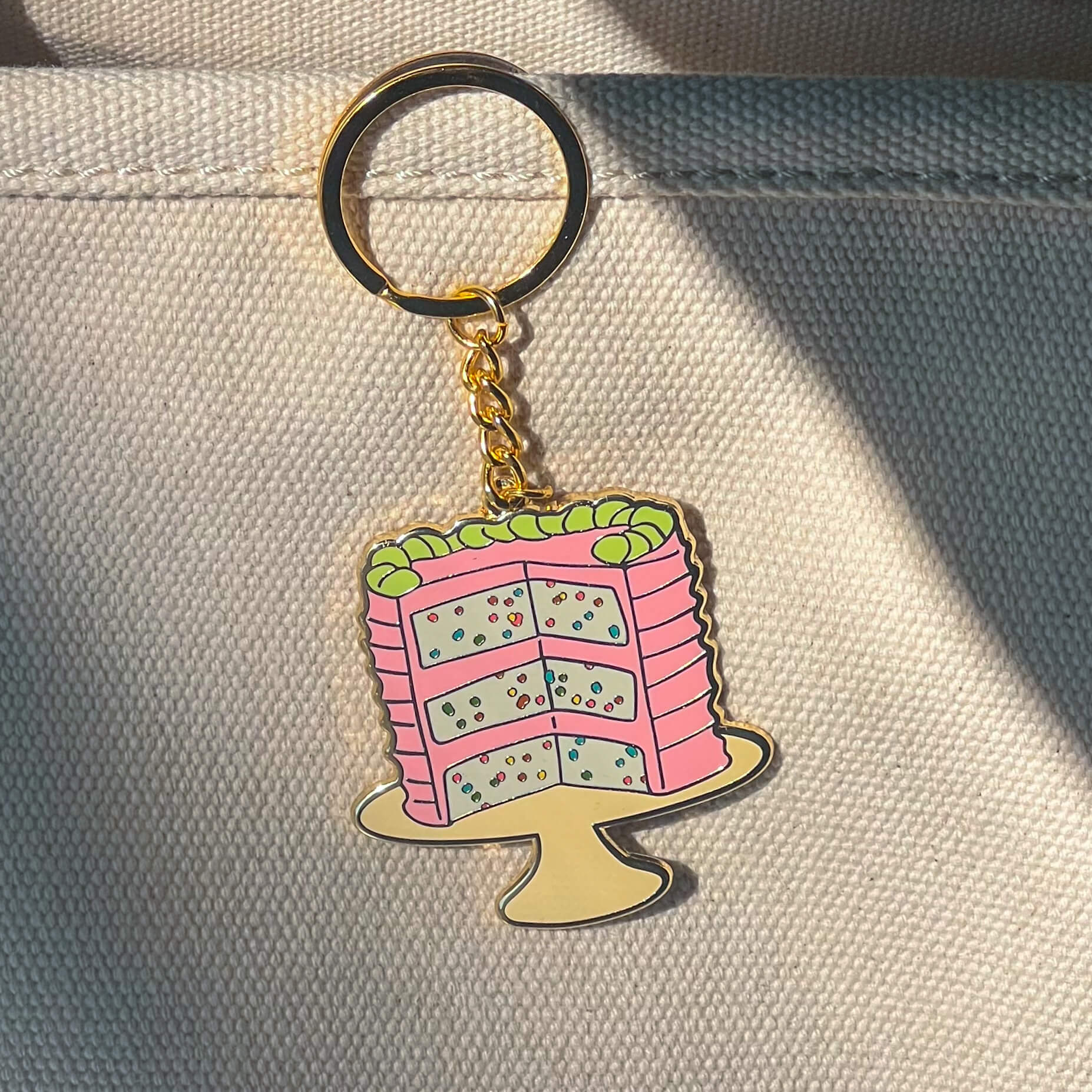 Confetti Cake Enamel Keychain