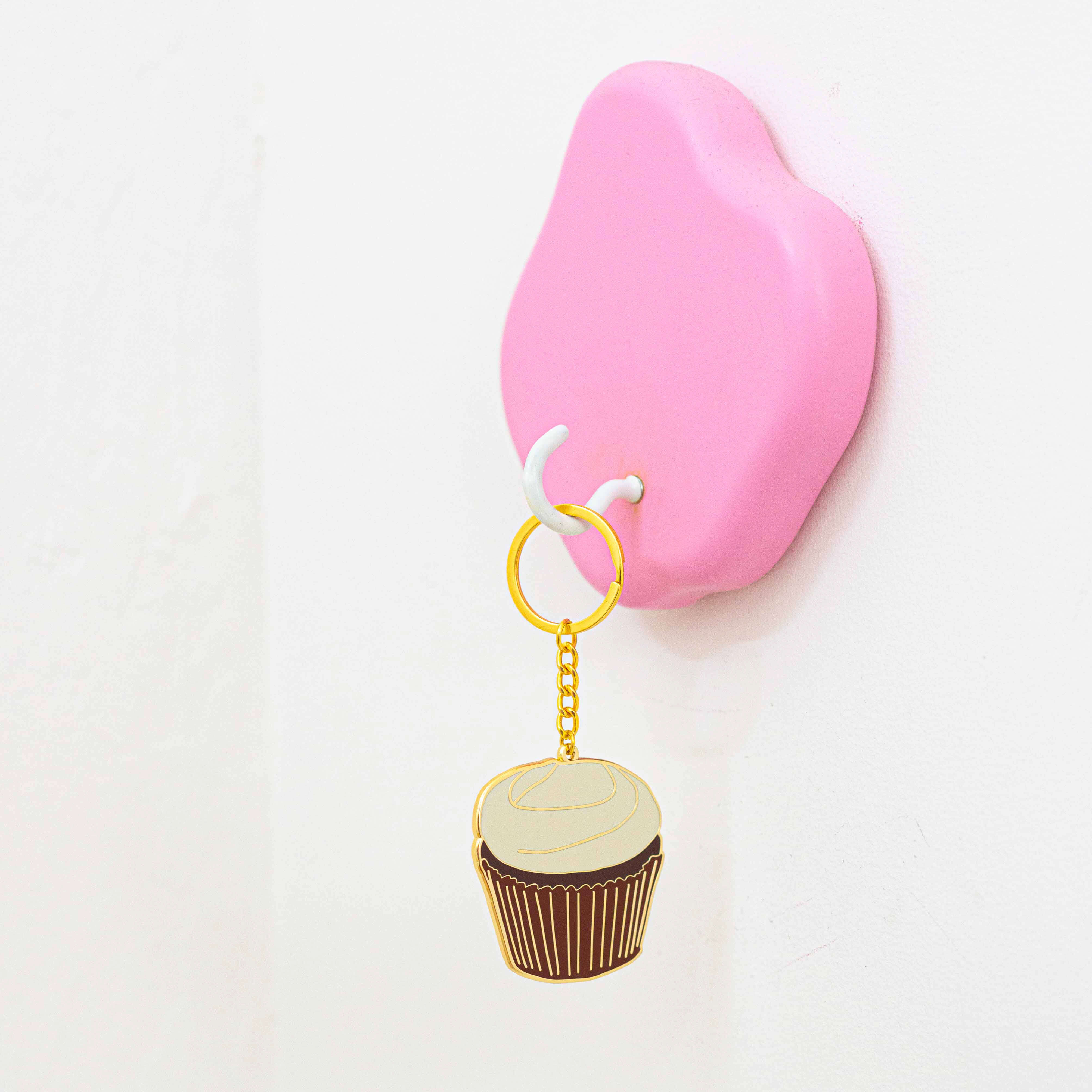 Red Velvet Cupcake Enamel Keychain