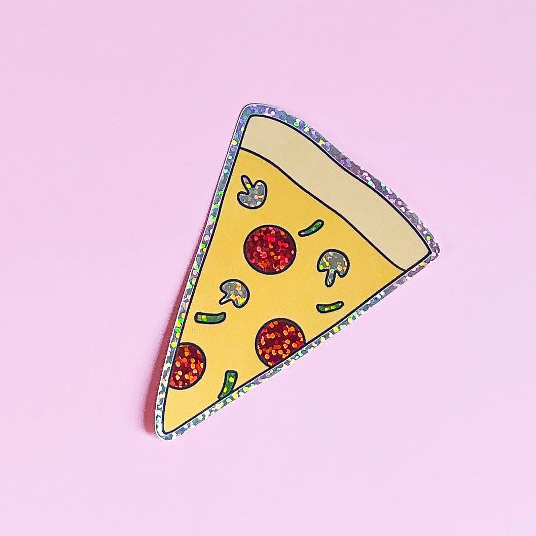 Glitter Pizza Slice Sticker