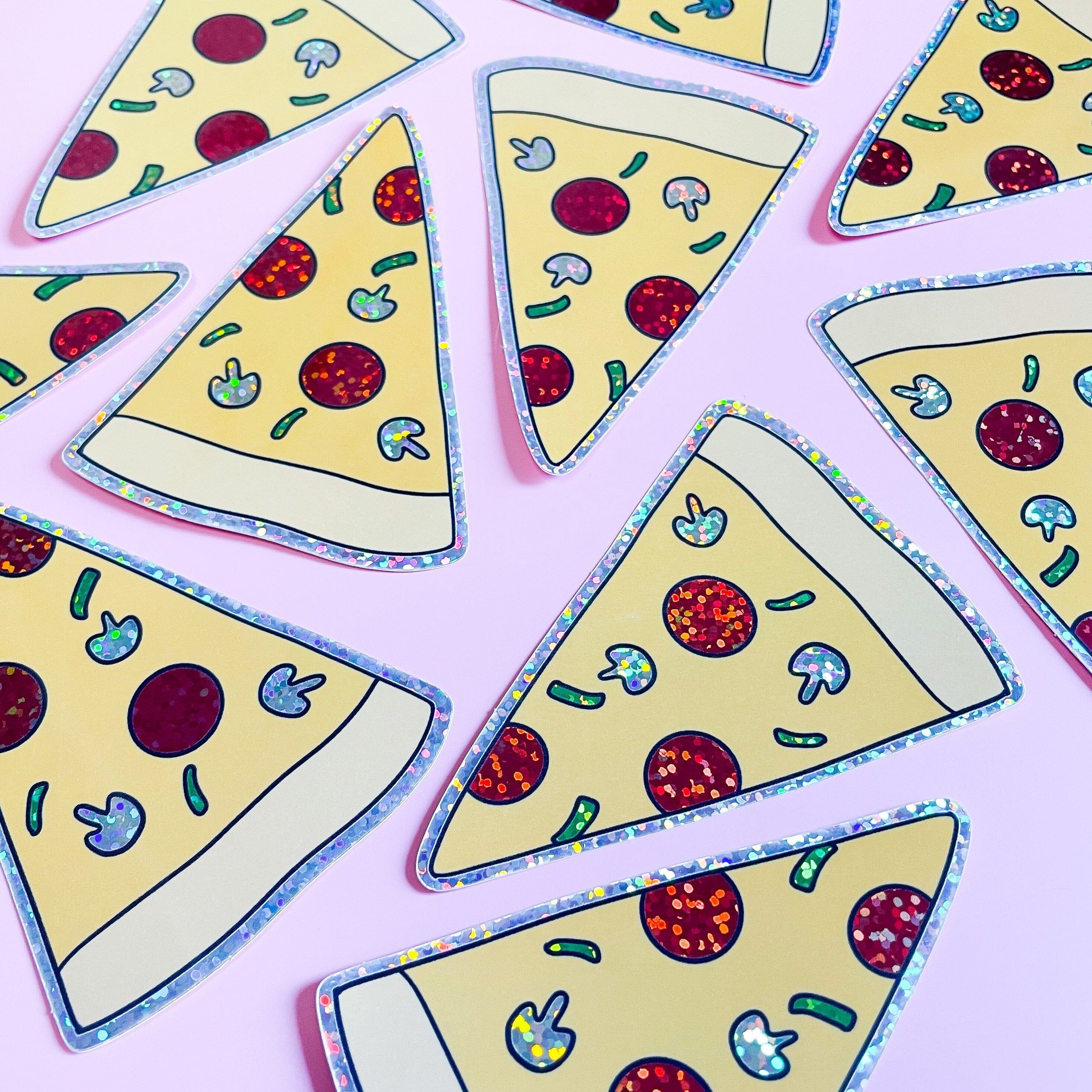 Glitter Pizza Slice Sticker