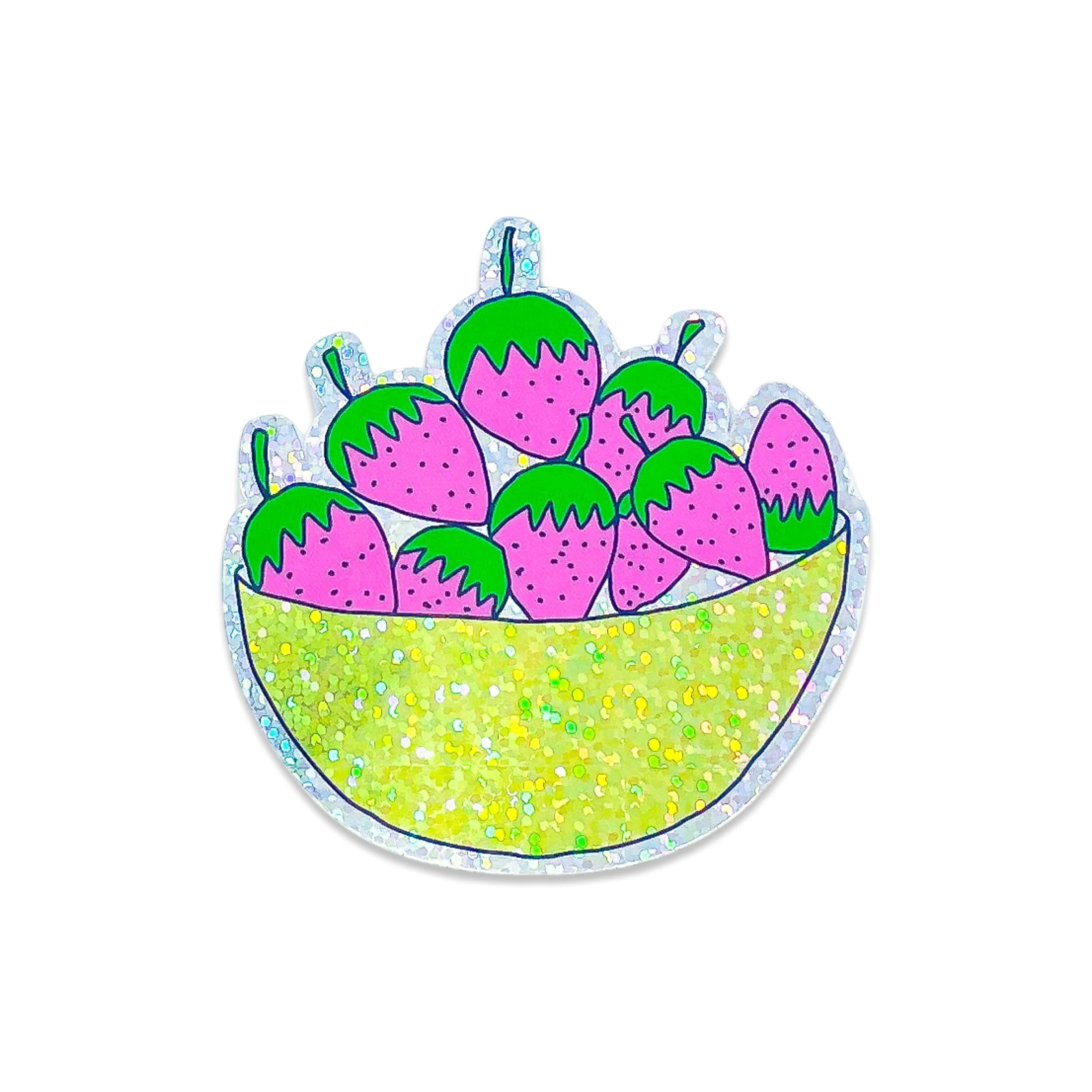 Glitter Strawberry Bowl Sticker