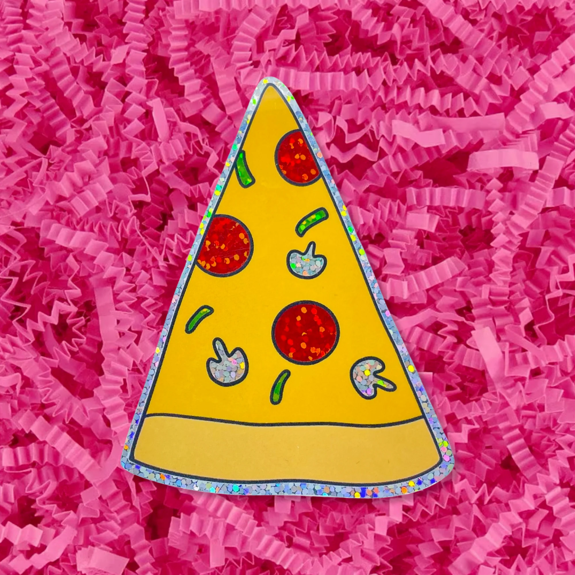 Glitter Pizza Slice Sticker