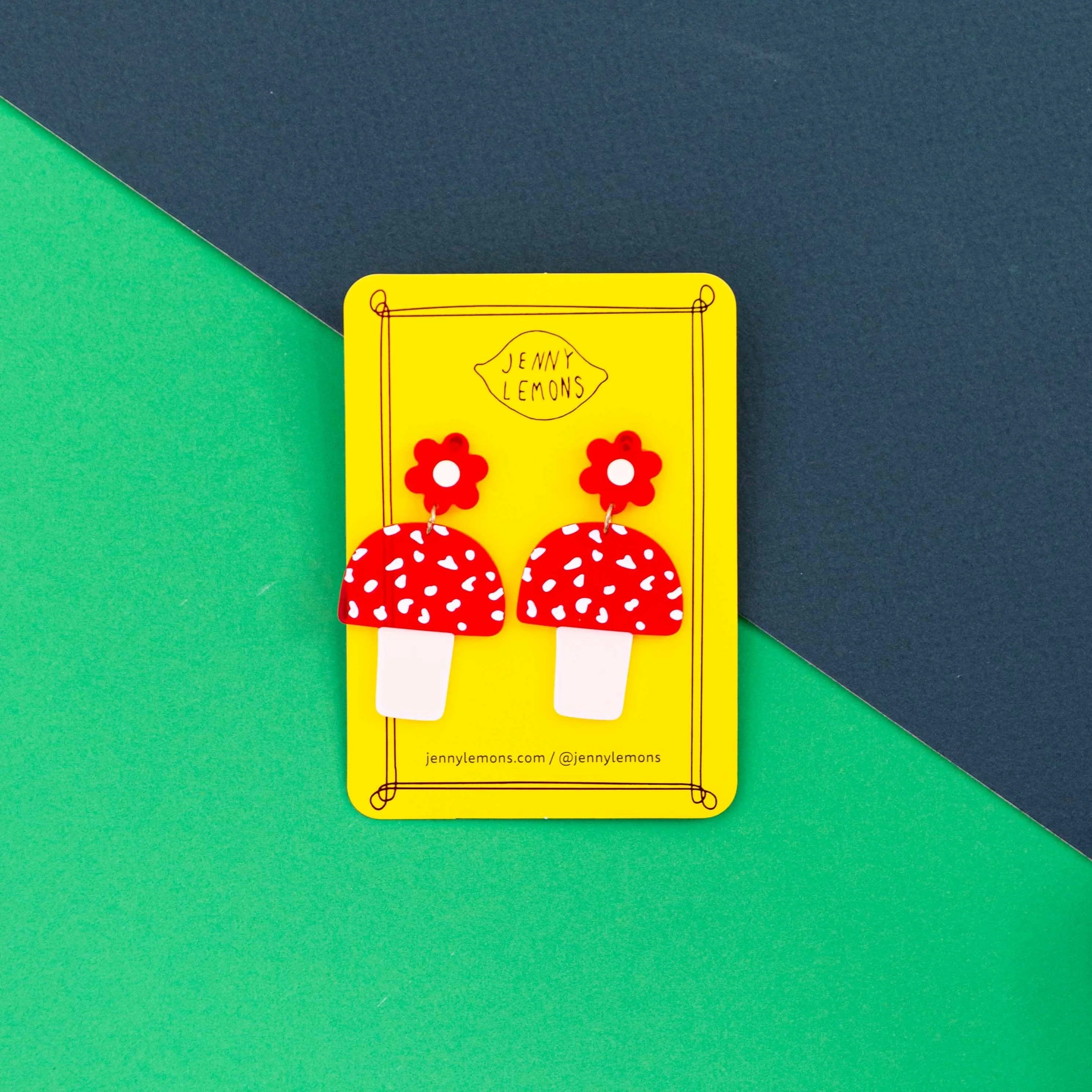 Mushrooms and Flowers Acetate Earrings