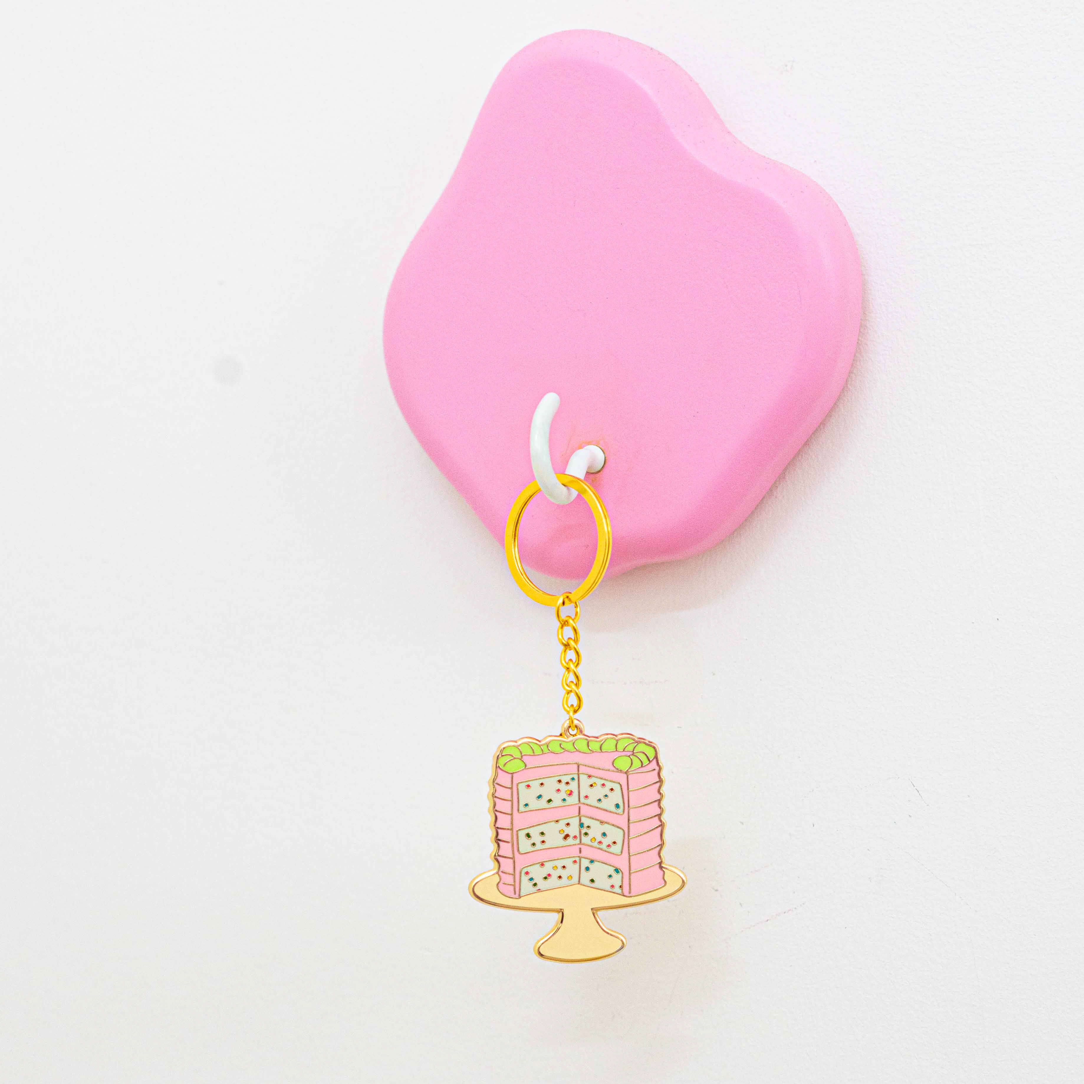 Confetti Cake Enamel Keychain