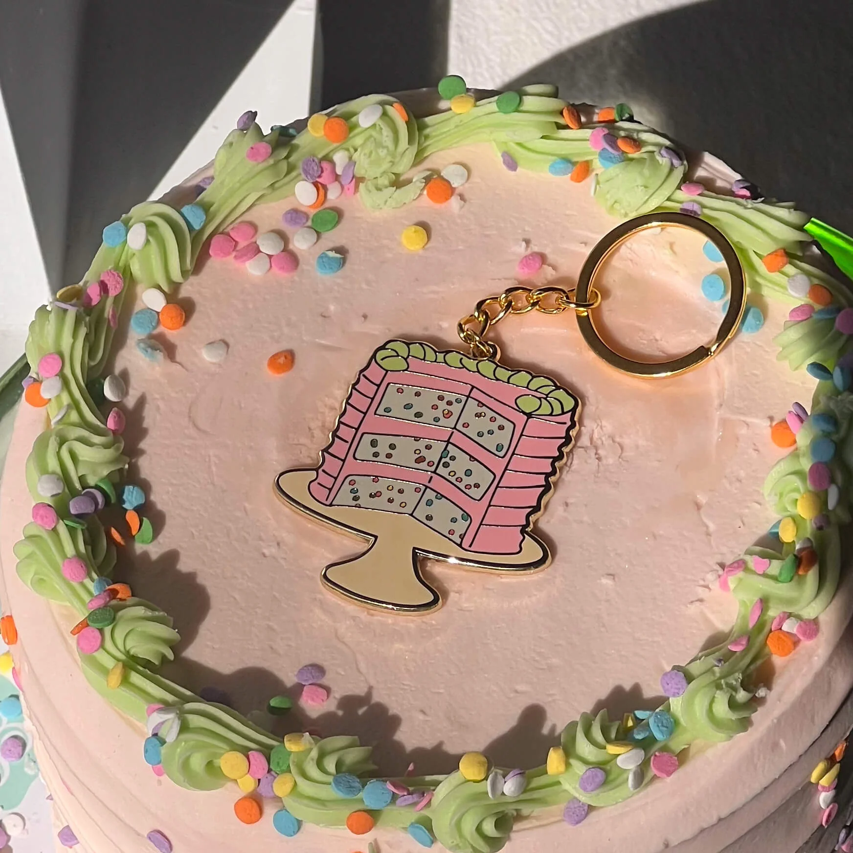 Confetti Cake Enamel Keychain