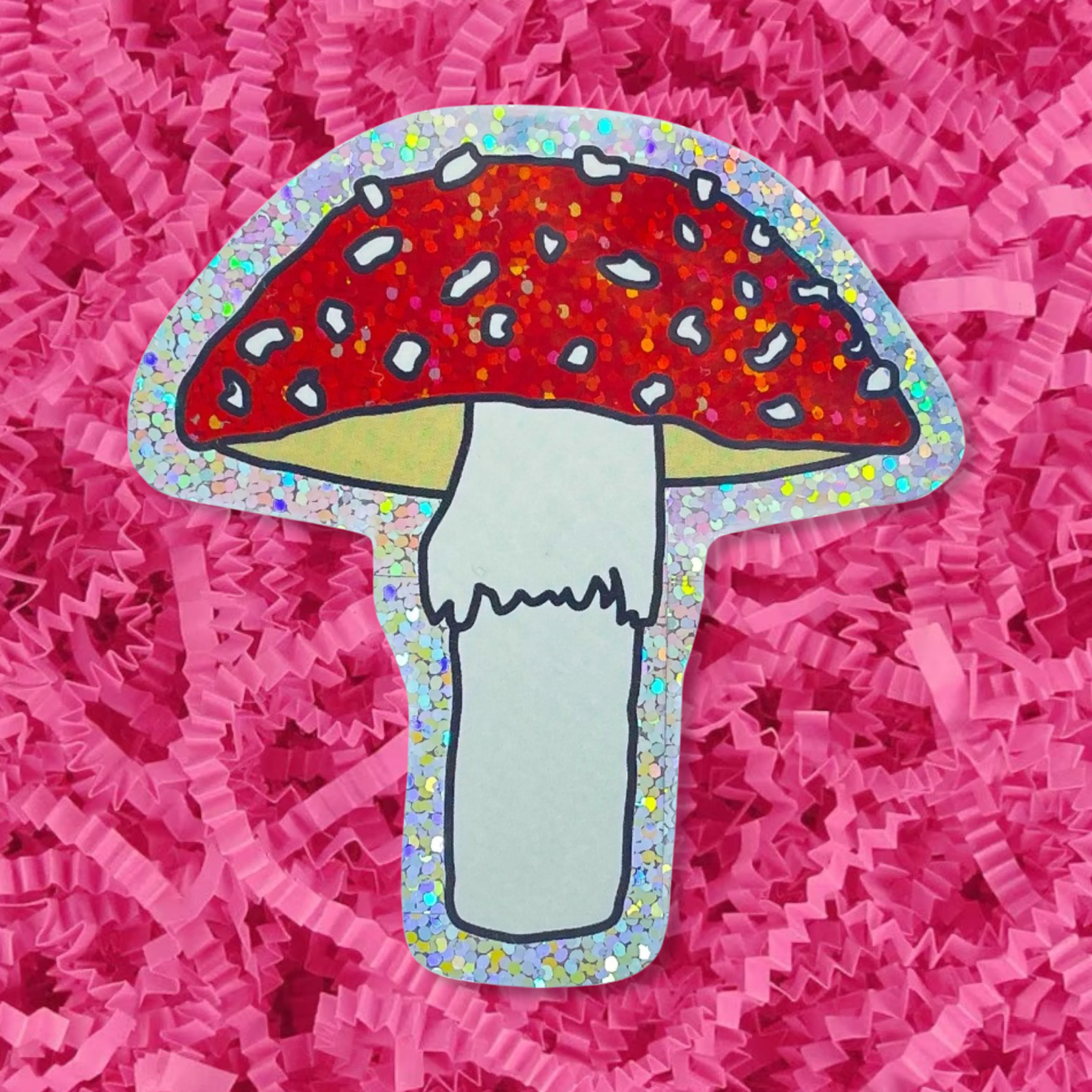 Glitter Toadstool Mushroom Sticker