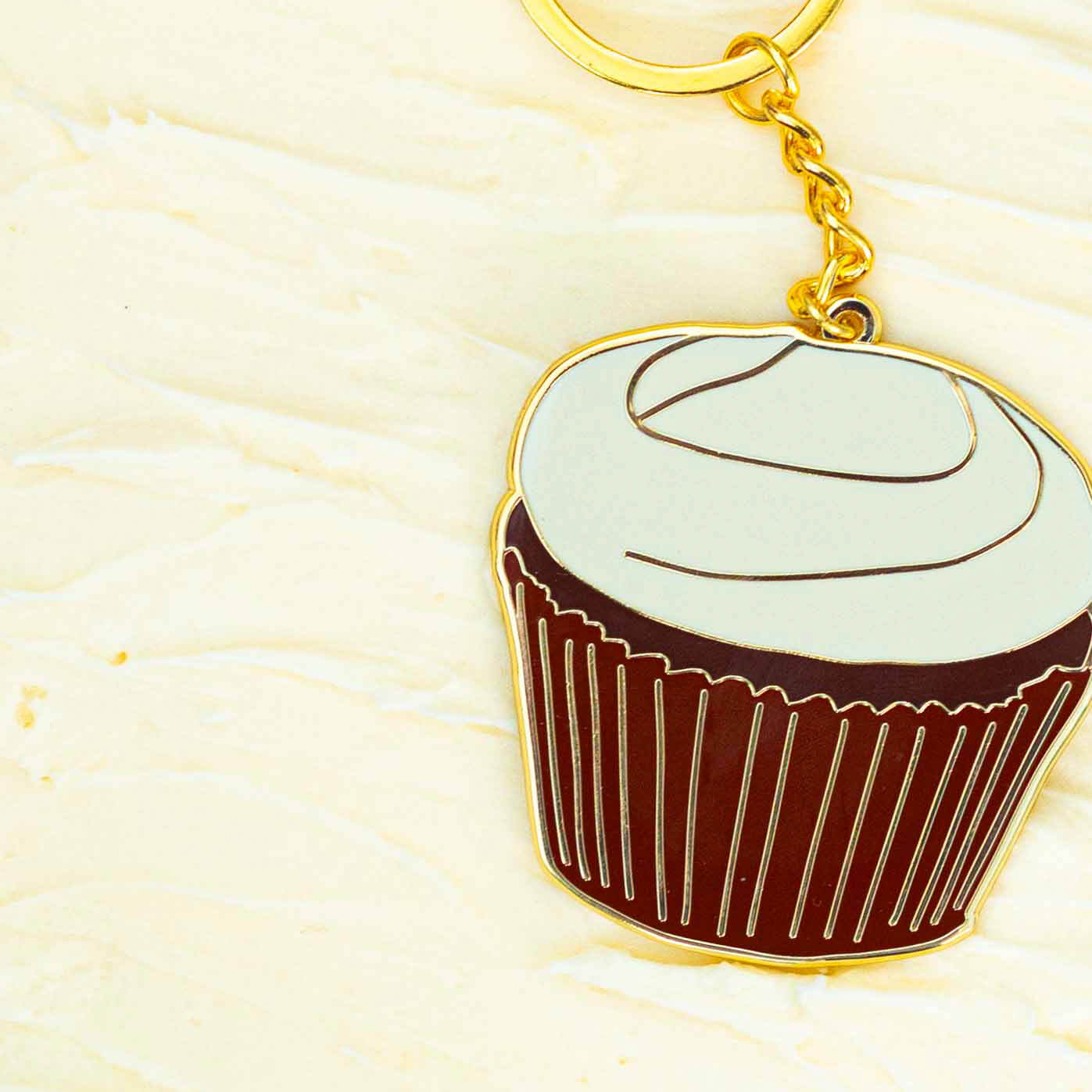 Red Velvet Cupcake Enamel Keychain