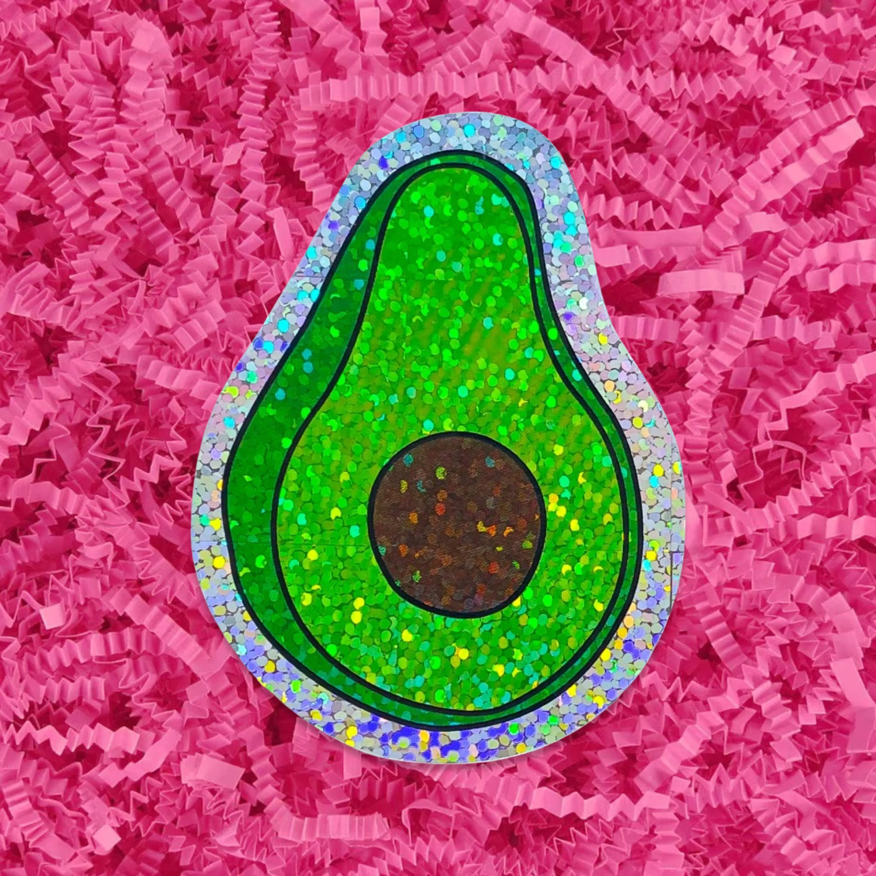 Glitter Avocado Sticker