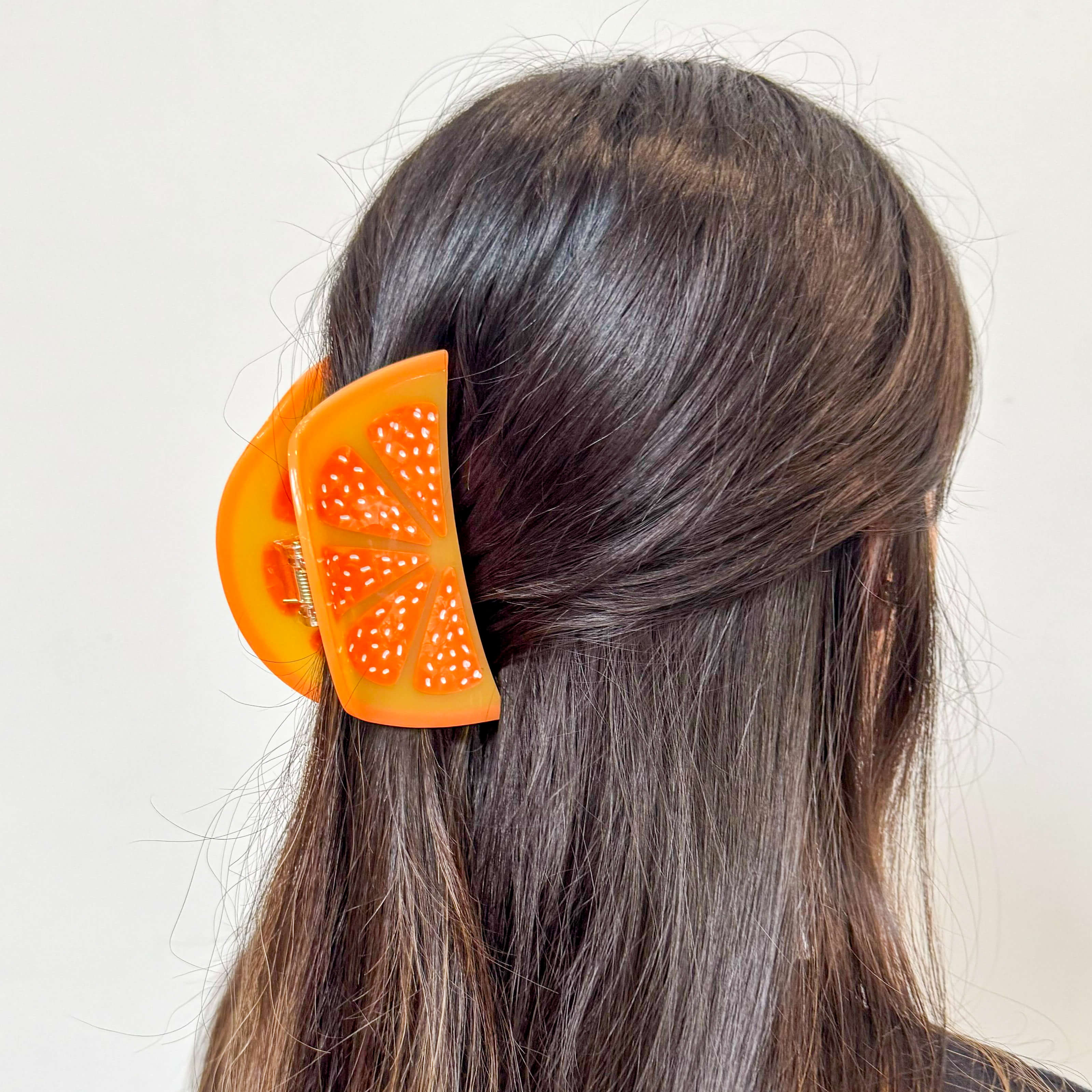 Large Orange Slice Hair Claw Clip