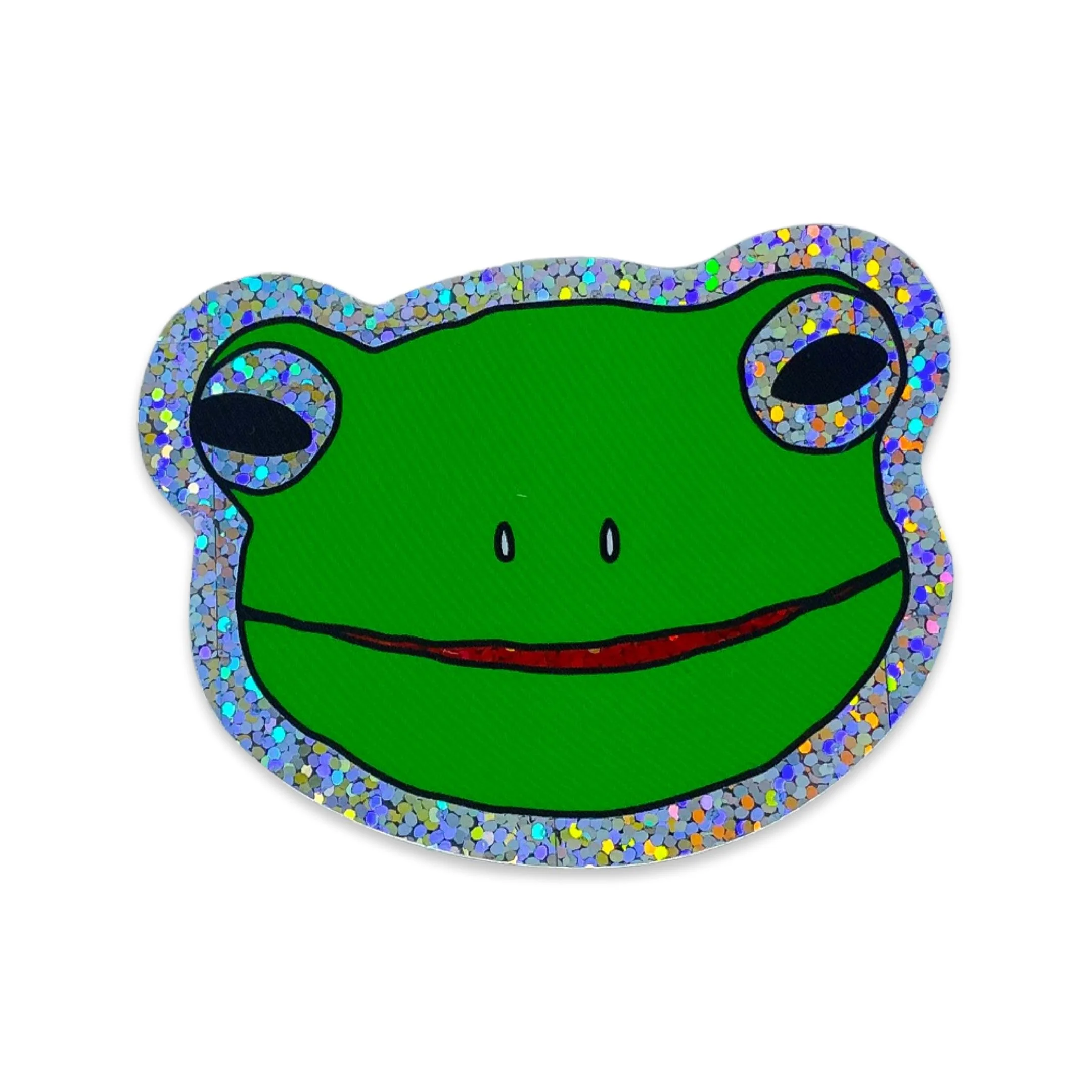 Glitter Green Froggy Face Sticker