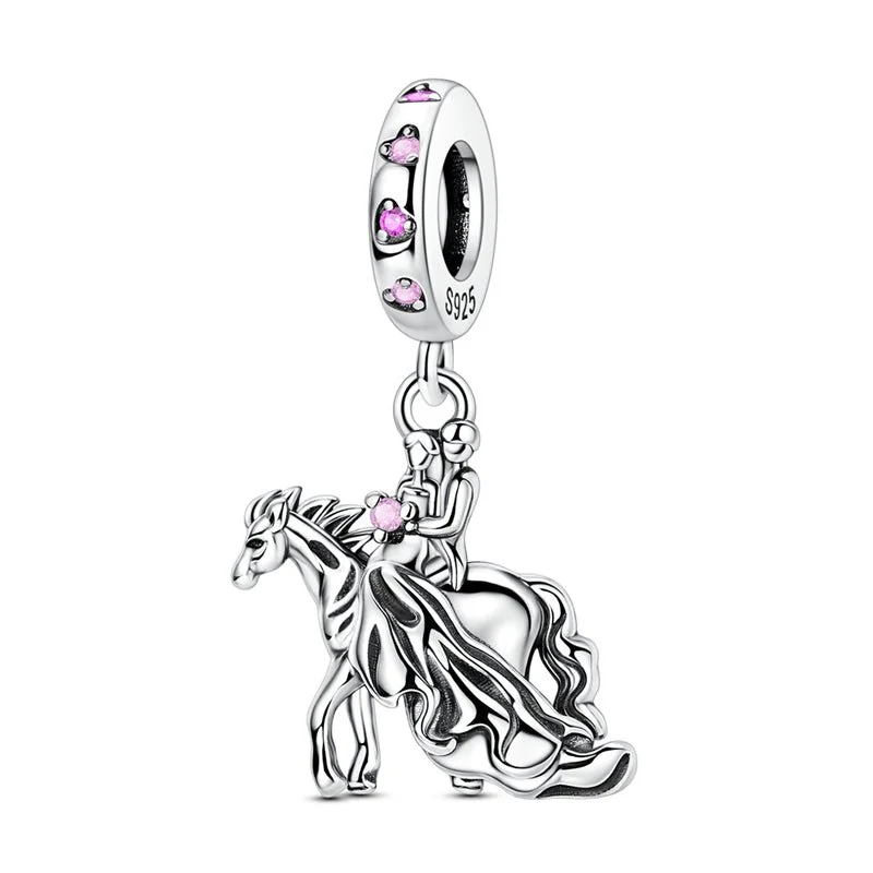 Romantic Horse & Rider Dangle Charm