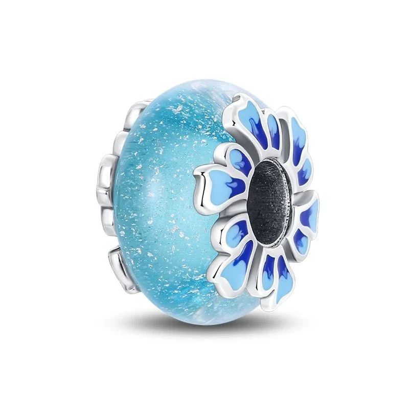 Matte Blue Murano Glass Charm