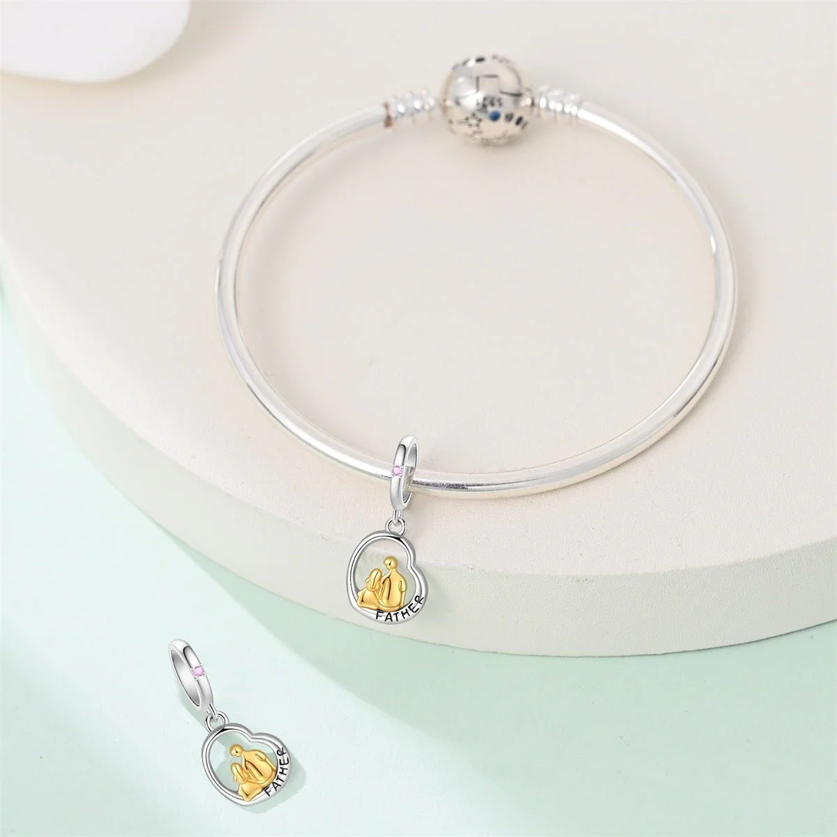 Father & Daughter Heart Dangle Charm