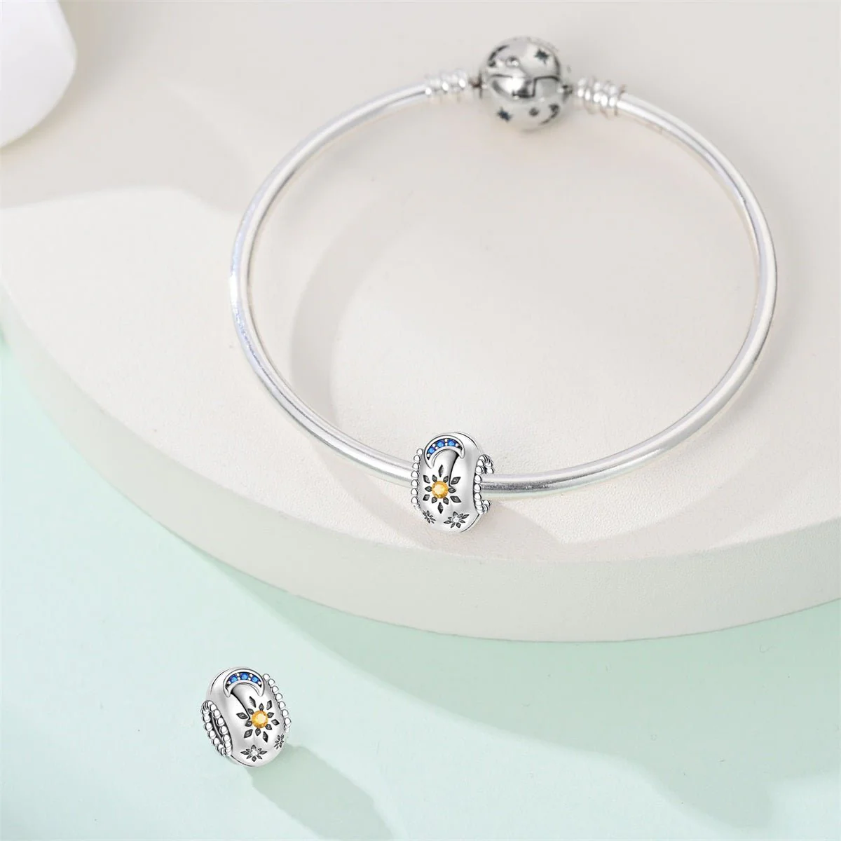 Sunflower & Crescent Moon Charm