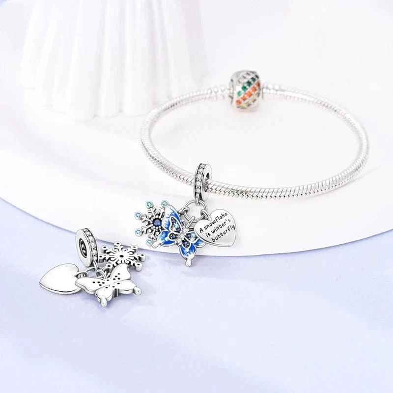 Winter Snowflake Butterfly Dangle Charm