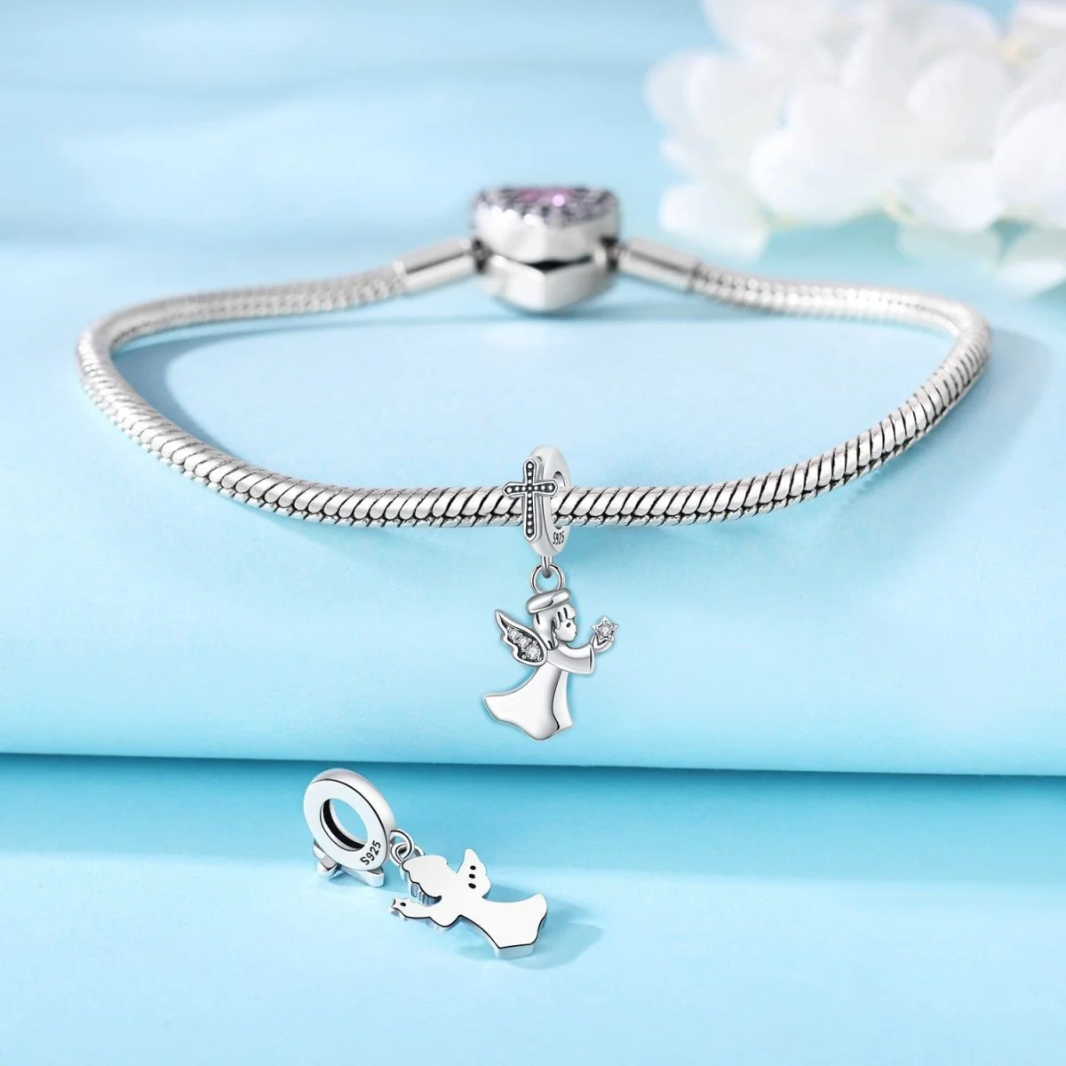 Guardian Angel Charm with Sparkling Star