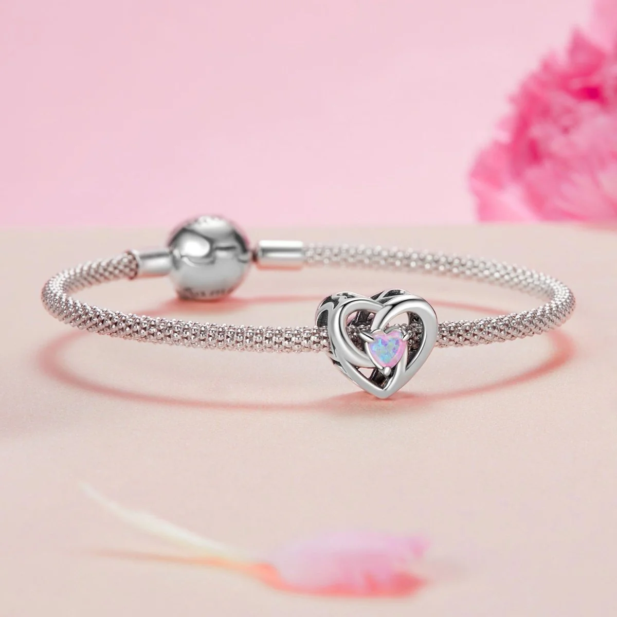 Opal Heart Infinity Charm