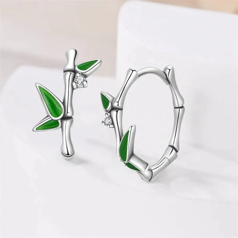 Bamboo Leaf Hoop Earrings