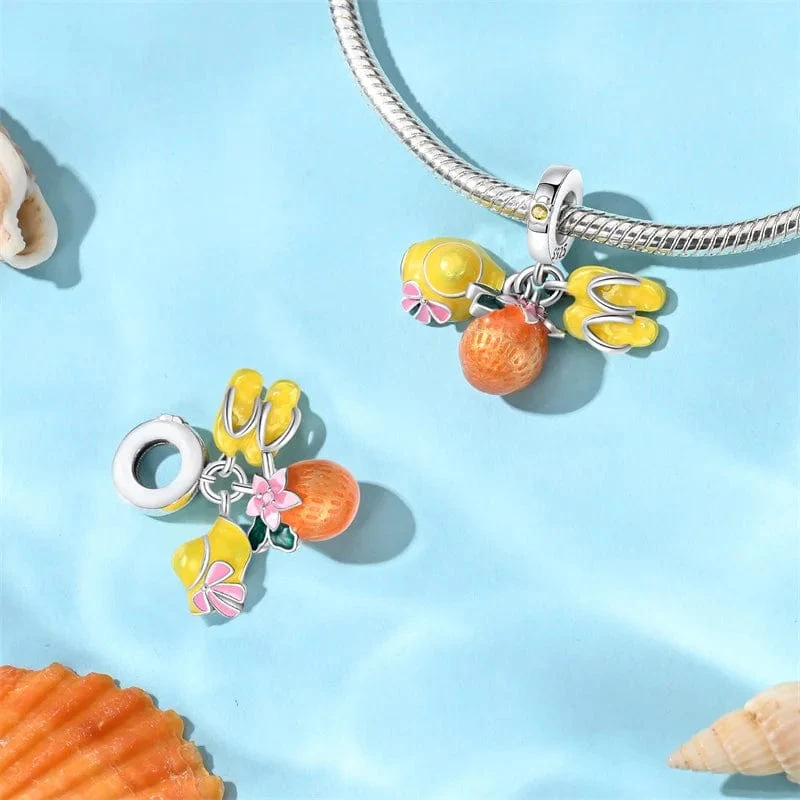 Vacation Ready Orange, Hat, & Sandals Charm