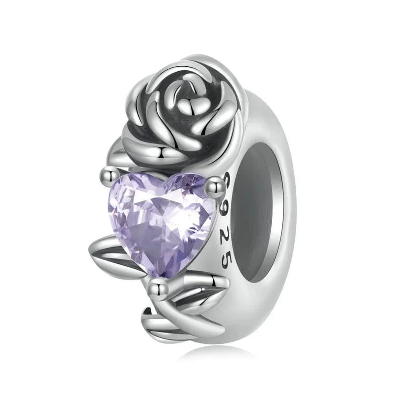 Floral Heart Birthstone Charms