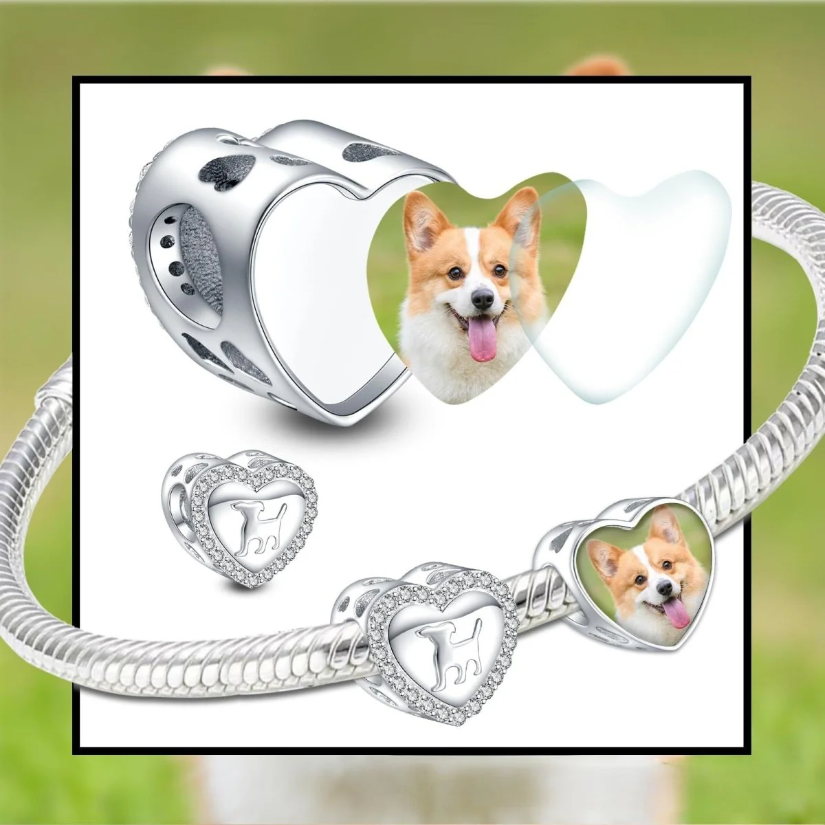 Personalized Dog Photo Heart Charm