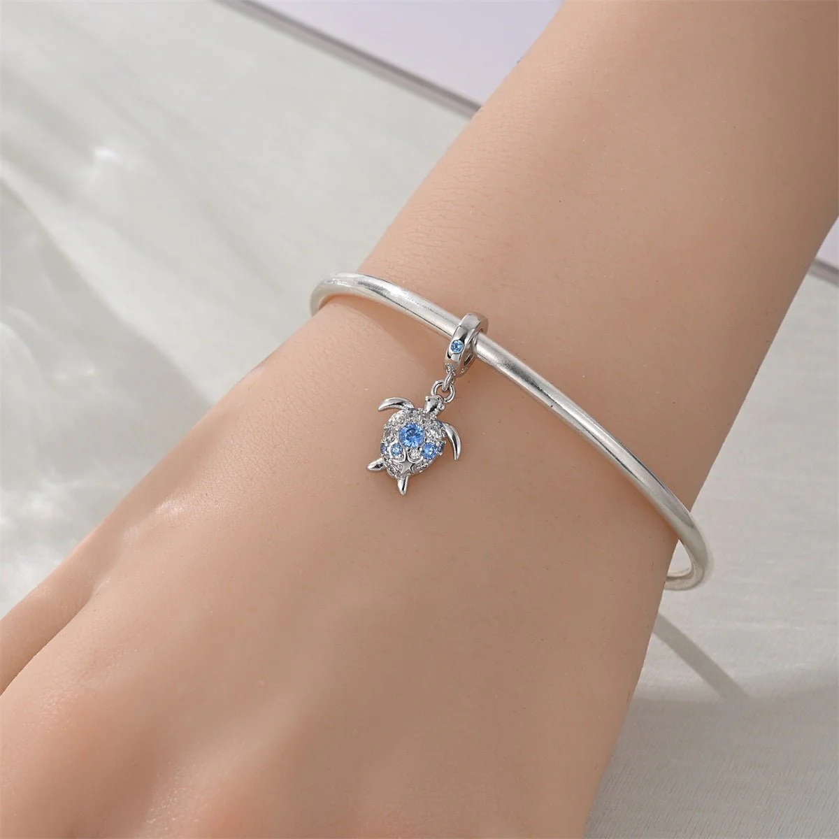 Blue Crystal Sea Turtle Dangle Charm