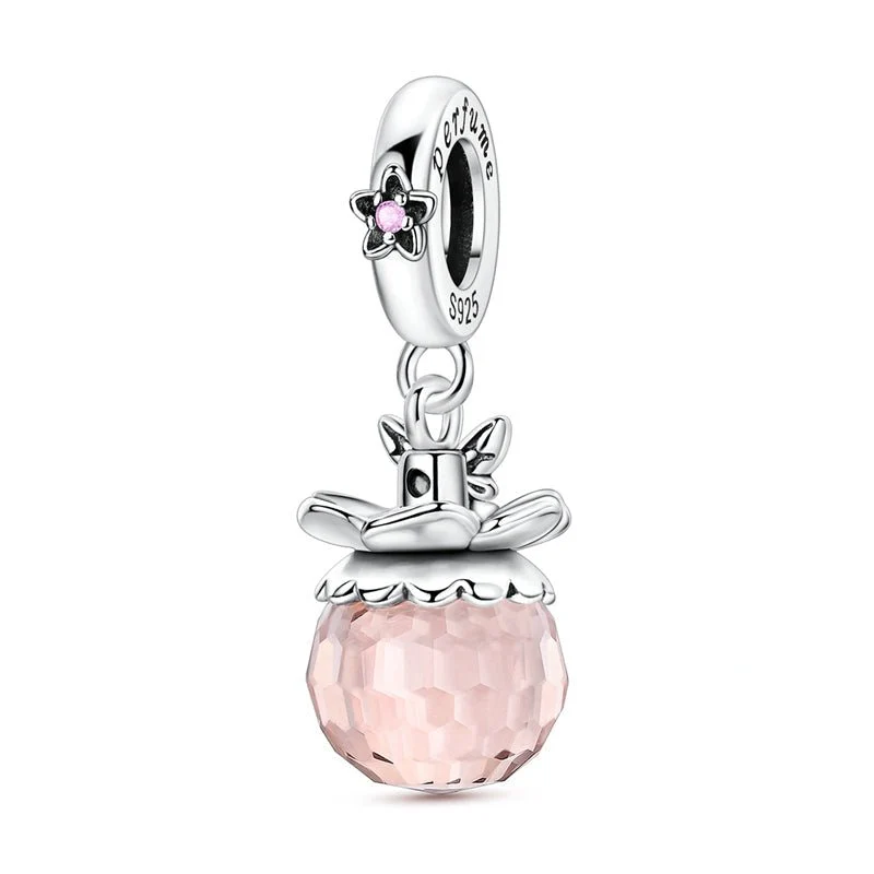Pink Crystal Perfume Bottle Dangle Charm