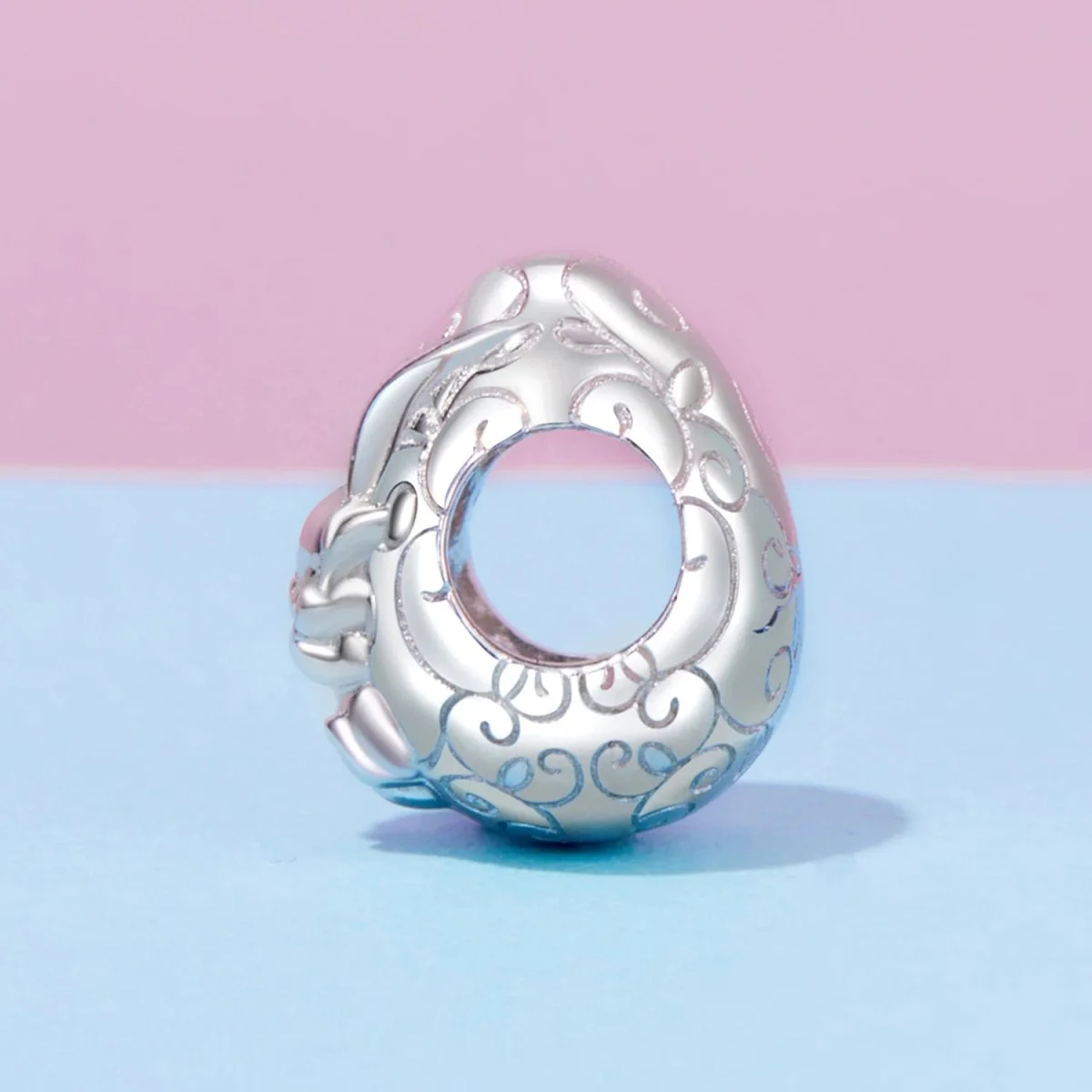 Sleeping Bunny in Floral Egg Charm