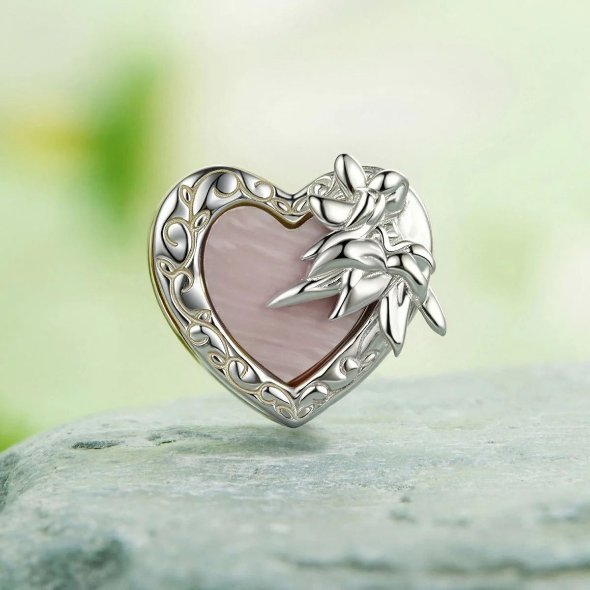 Elegant Floral Heart Charm