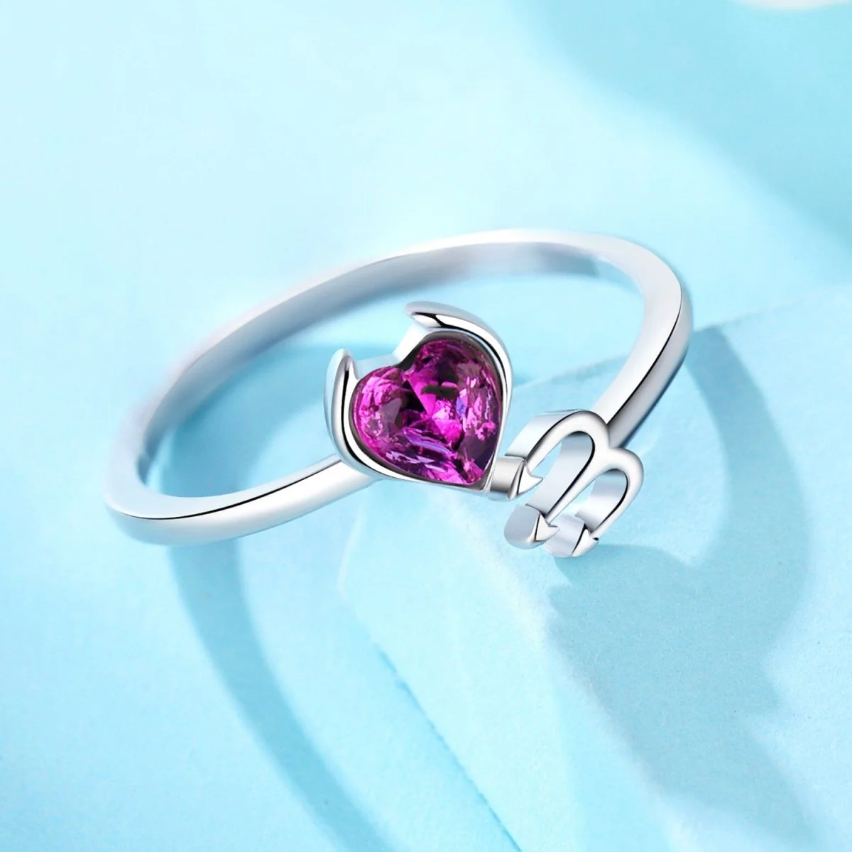 Heart & Trident Sterling Silver Promise Ring