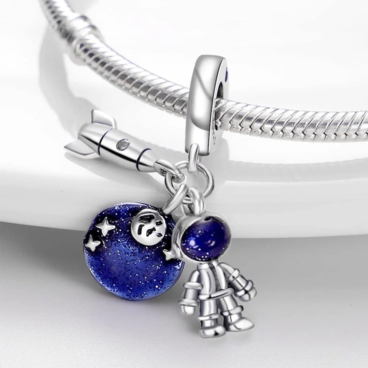 Galactic Rocket, Planet, and Astronaut Charm