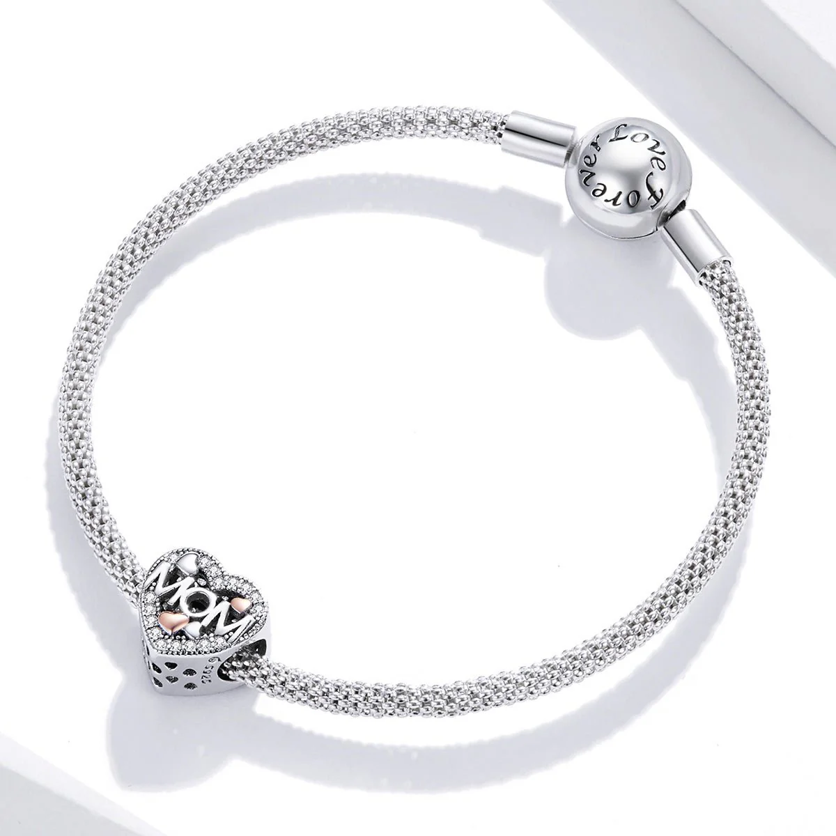 Two-tone Openwork Mom & Heart Charm