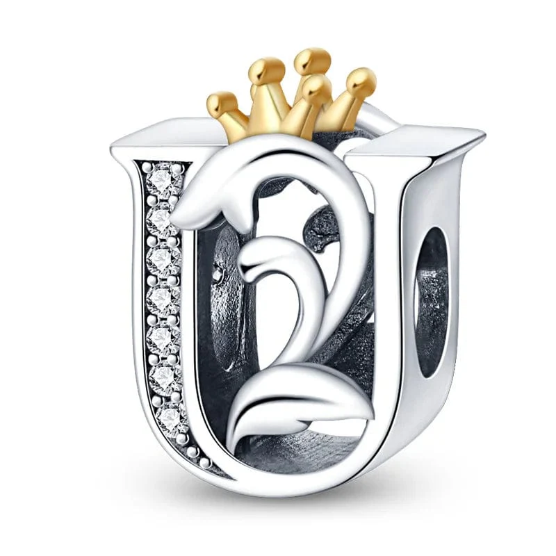 Crowned Royal Letter A~Z Alphabet Charm