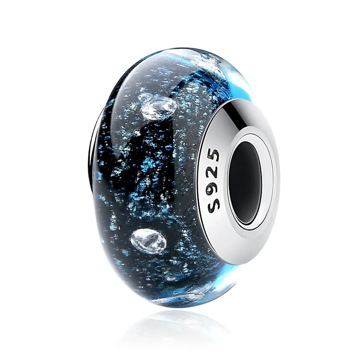 Wavy Dark Blue Murano Glass Ocean Charm