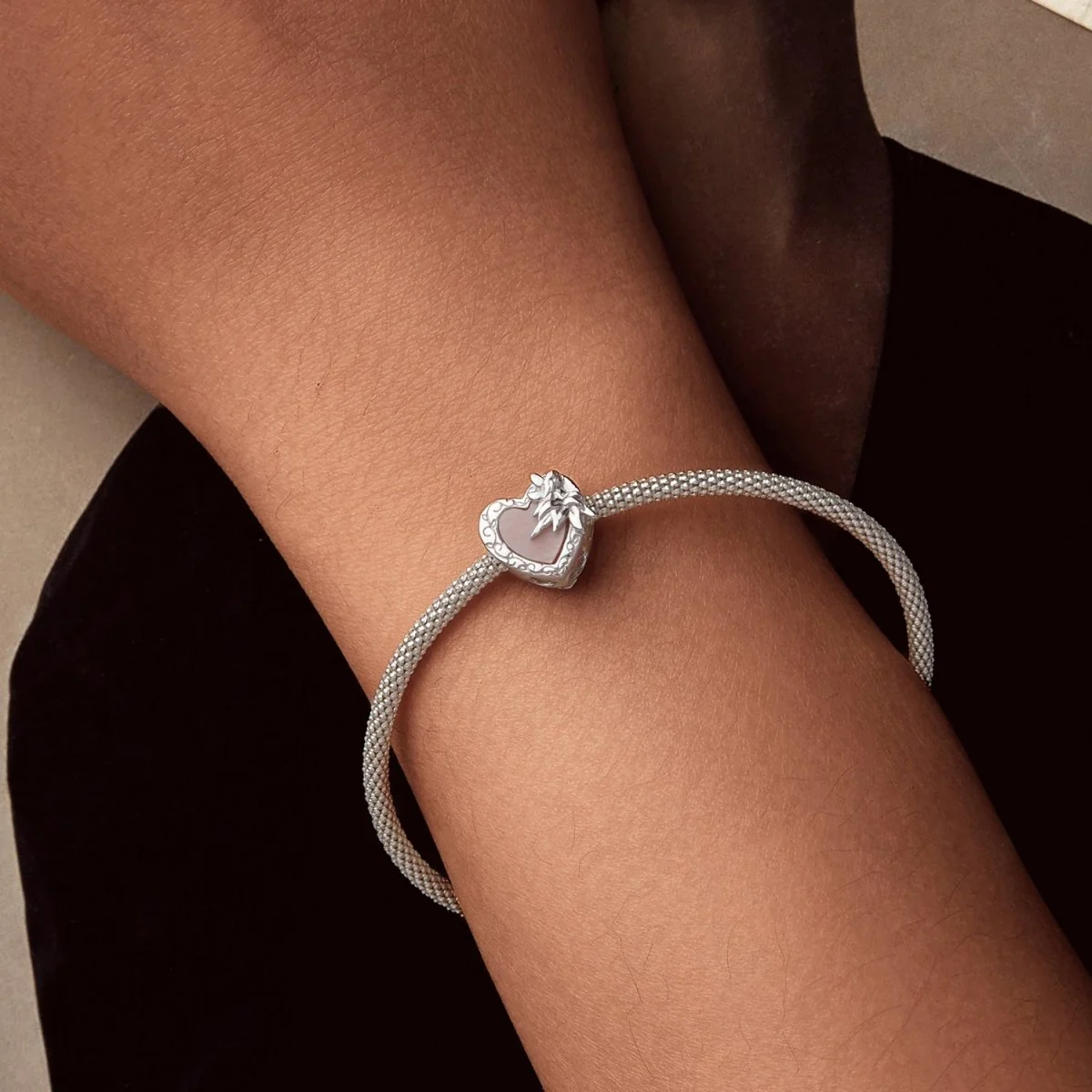 Elegant Floral Heart Charm