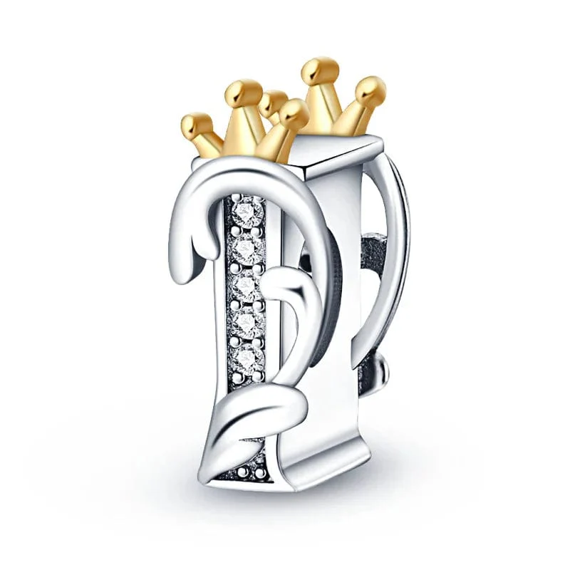 Crowned Royal Letter A~Z Alphabet Charm