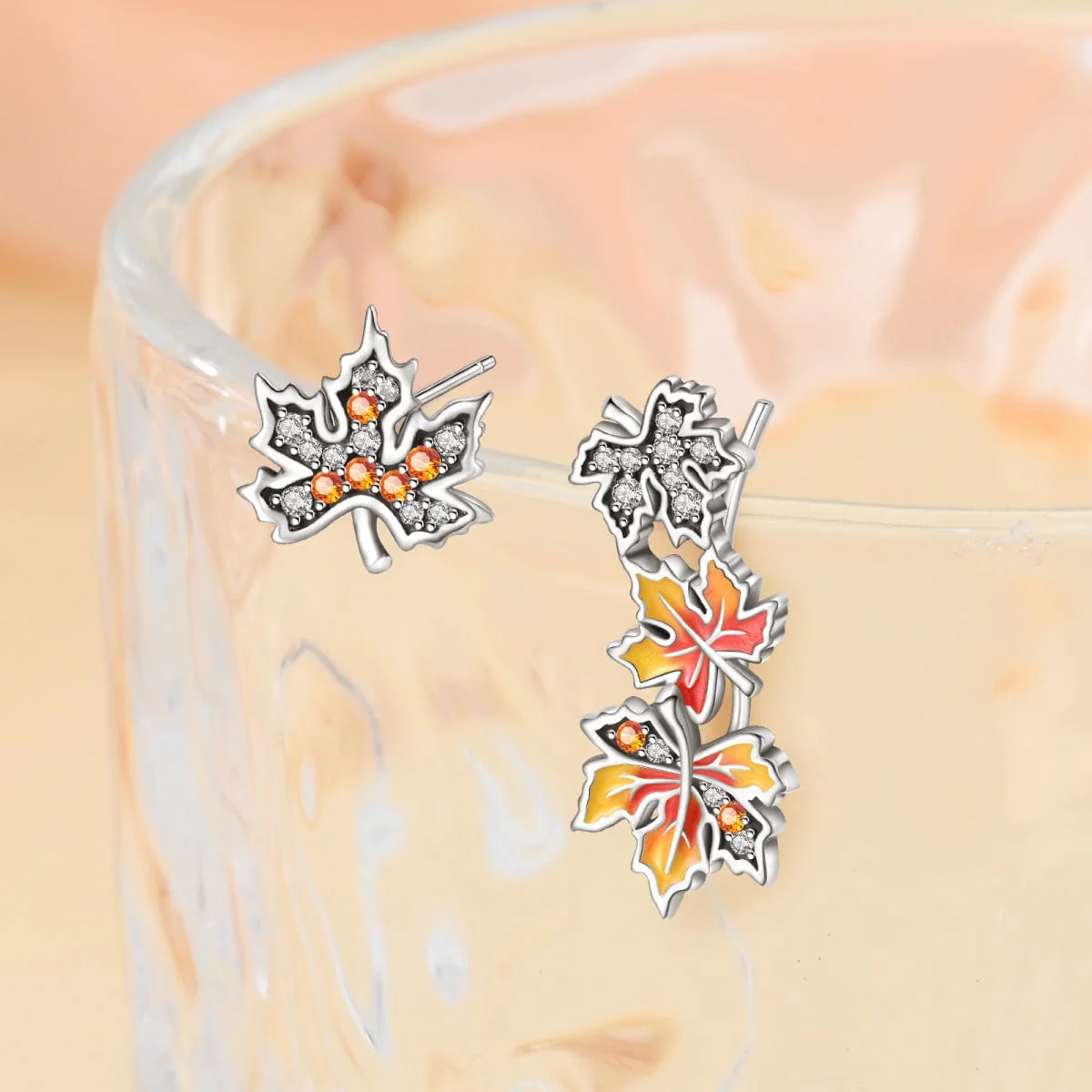 Autumn Maple Cluster Stud Earrings