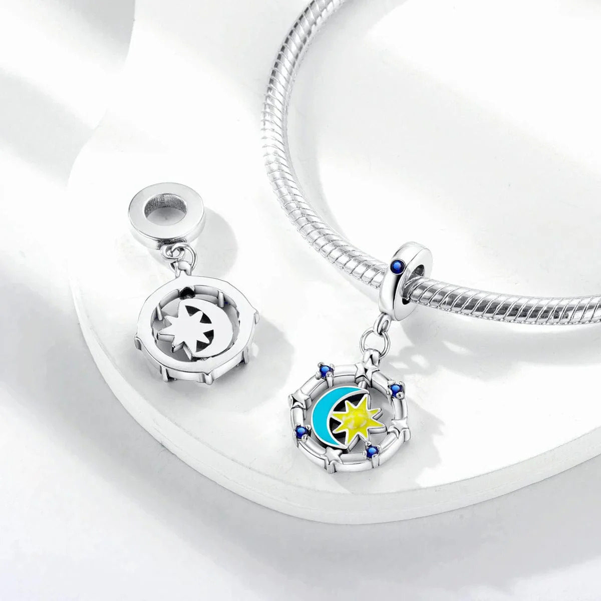 Glow in the Dark Luminous Moon and Sun Spinner Dangle Charm