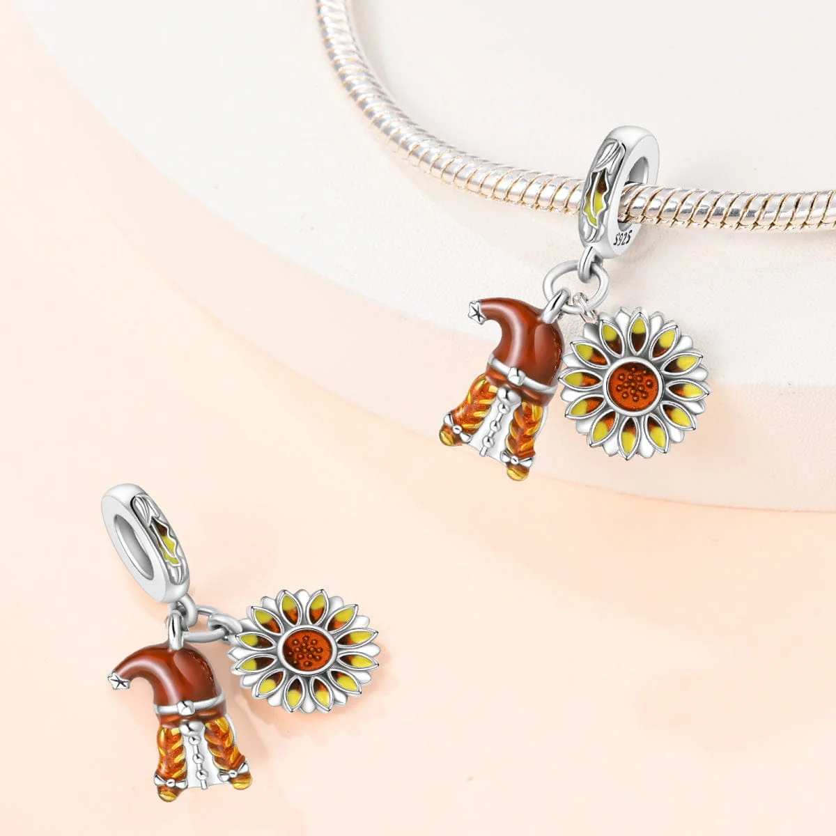 Autumn Sunflower & Elf Hat Dangle Charm