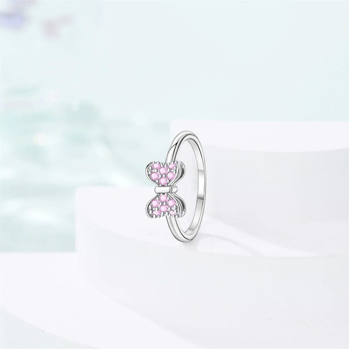 Pink Bow Sparkle Ring
