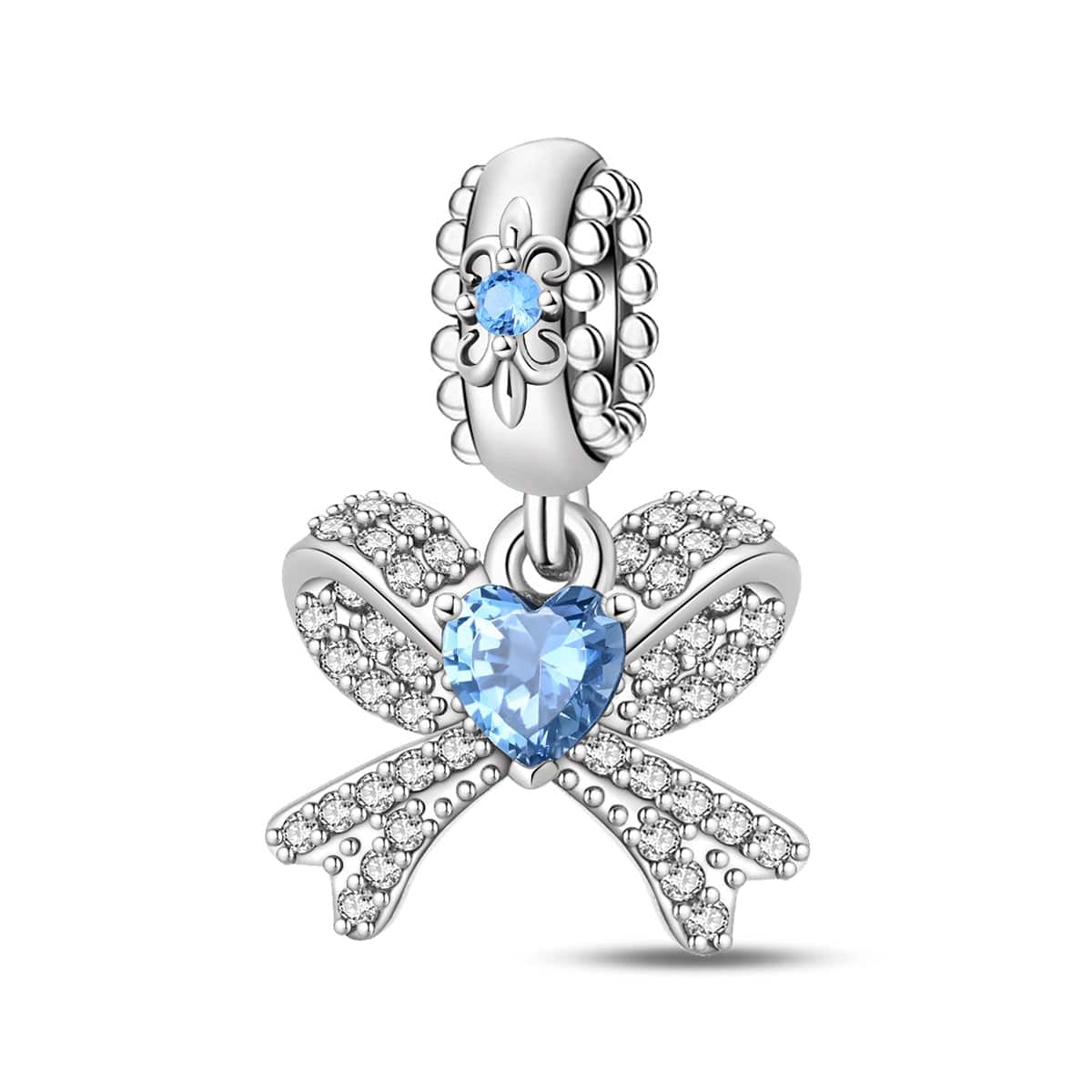 Celestial Blue Heart & Ribbon Dangle Charm