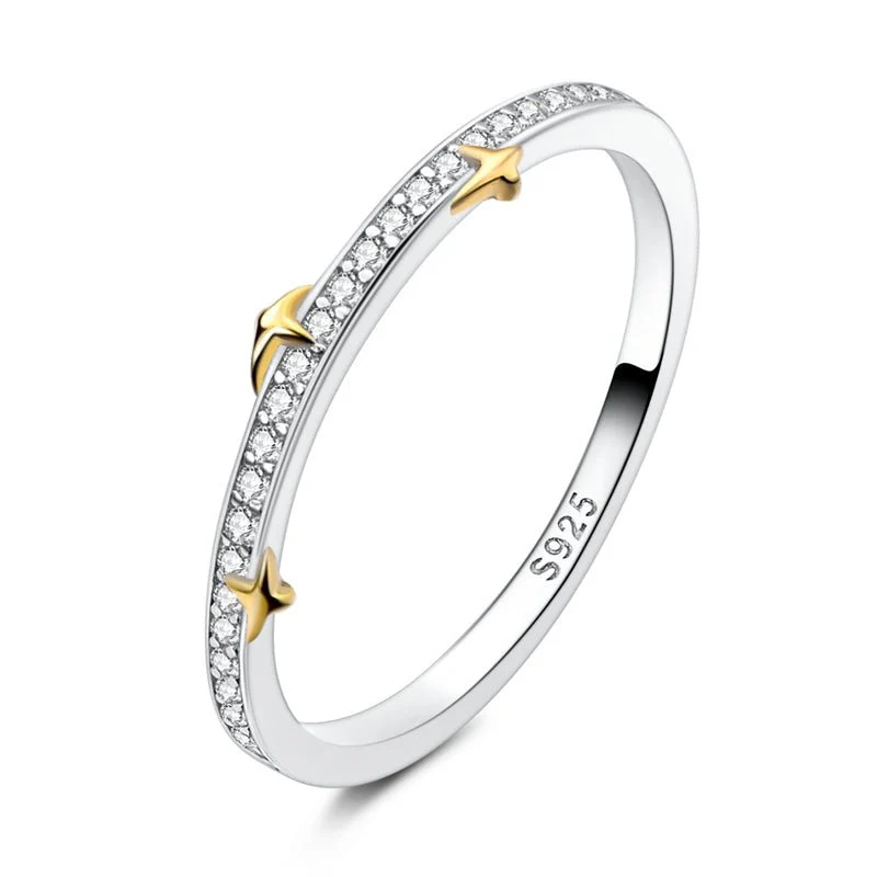 Dainty Star Accent Pavé Band Ring