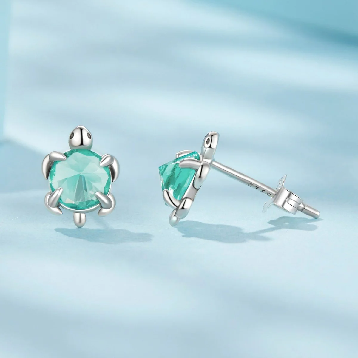 Aqua Sea Turtle Stud Earrings