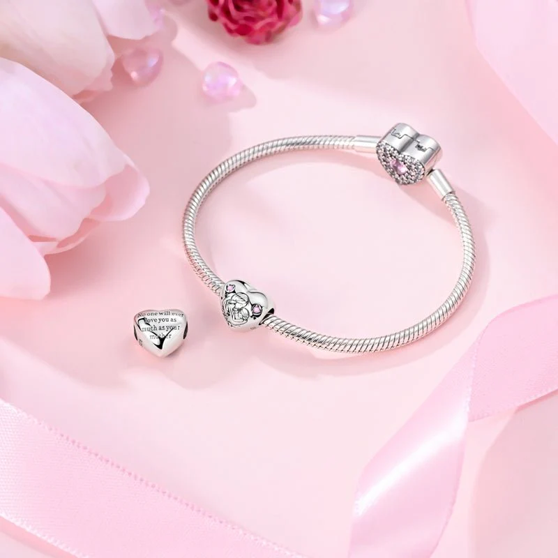 Mother & Daughter Embrace Heart Charm