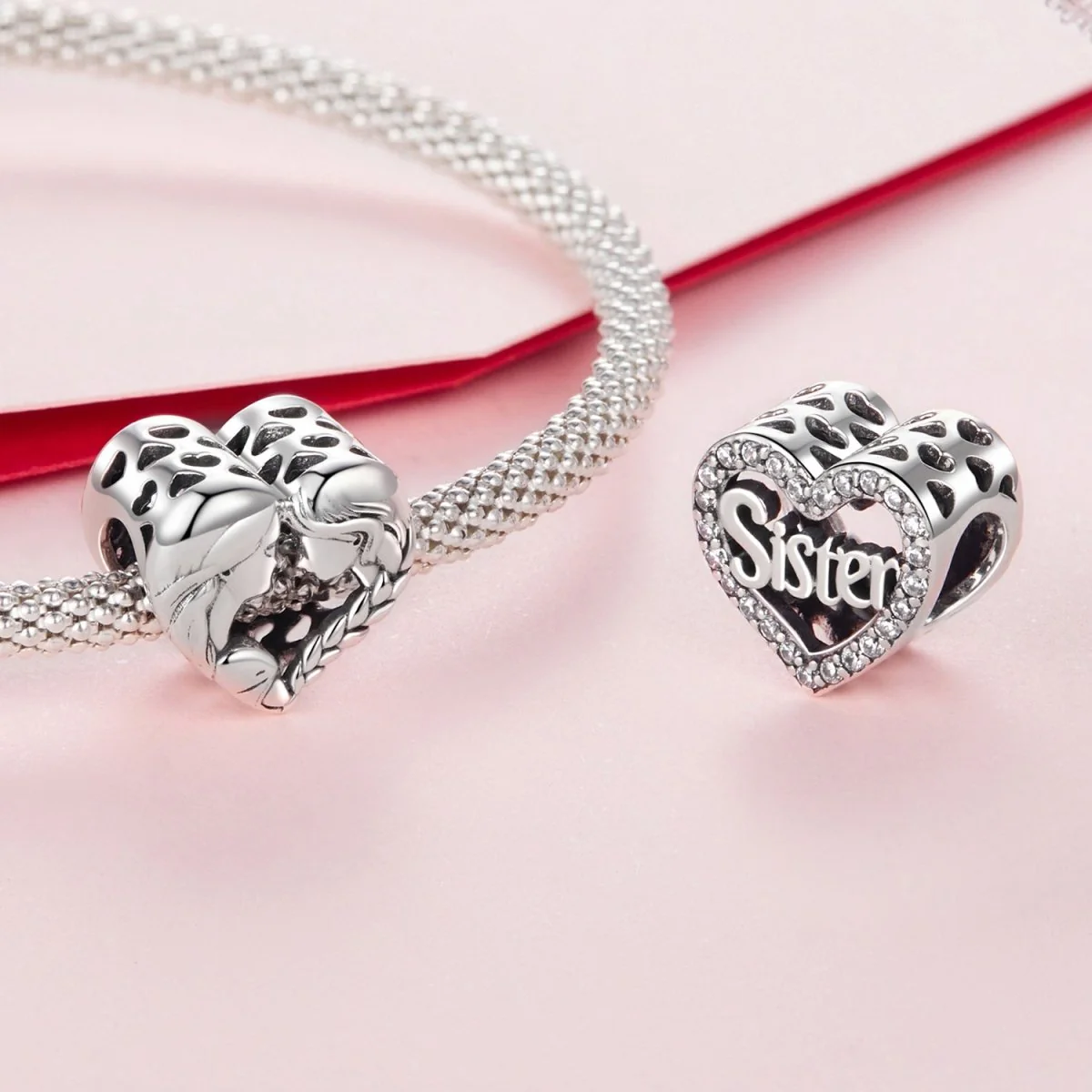 Love You Sister Heart Charm